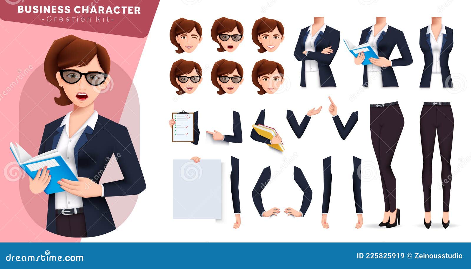 Businesswoman Creation Kit Vector Set. Business Woman Editable ...