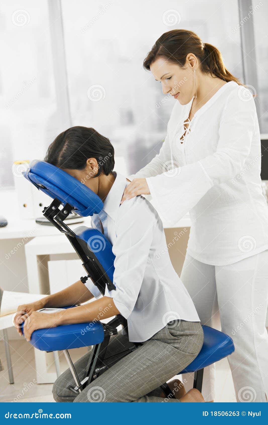 Businesswoman Getting Neck Massage Stock Image Image Of Leisure
