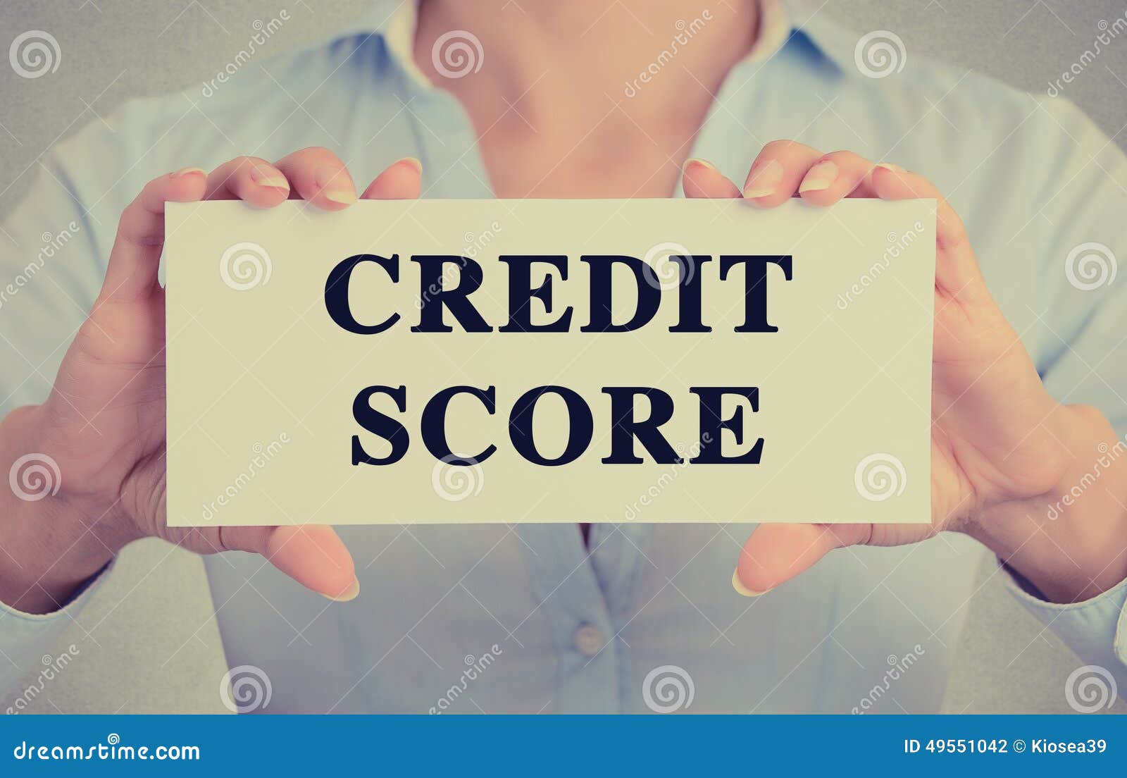 Businesswoman Hands Holding Card Sign With Credit Score Businesswoman Hands Holding Card Sign With Credit Score