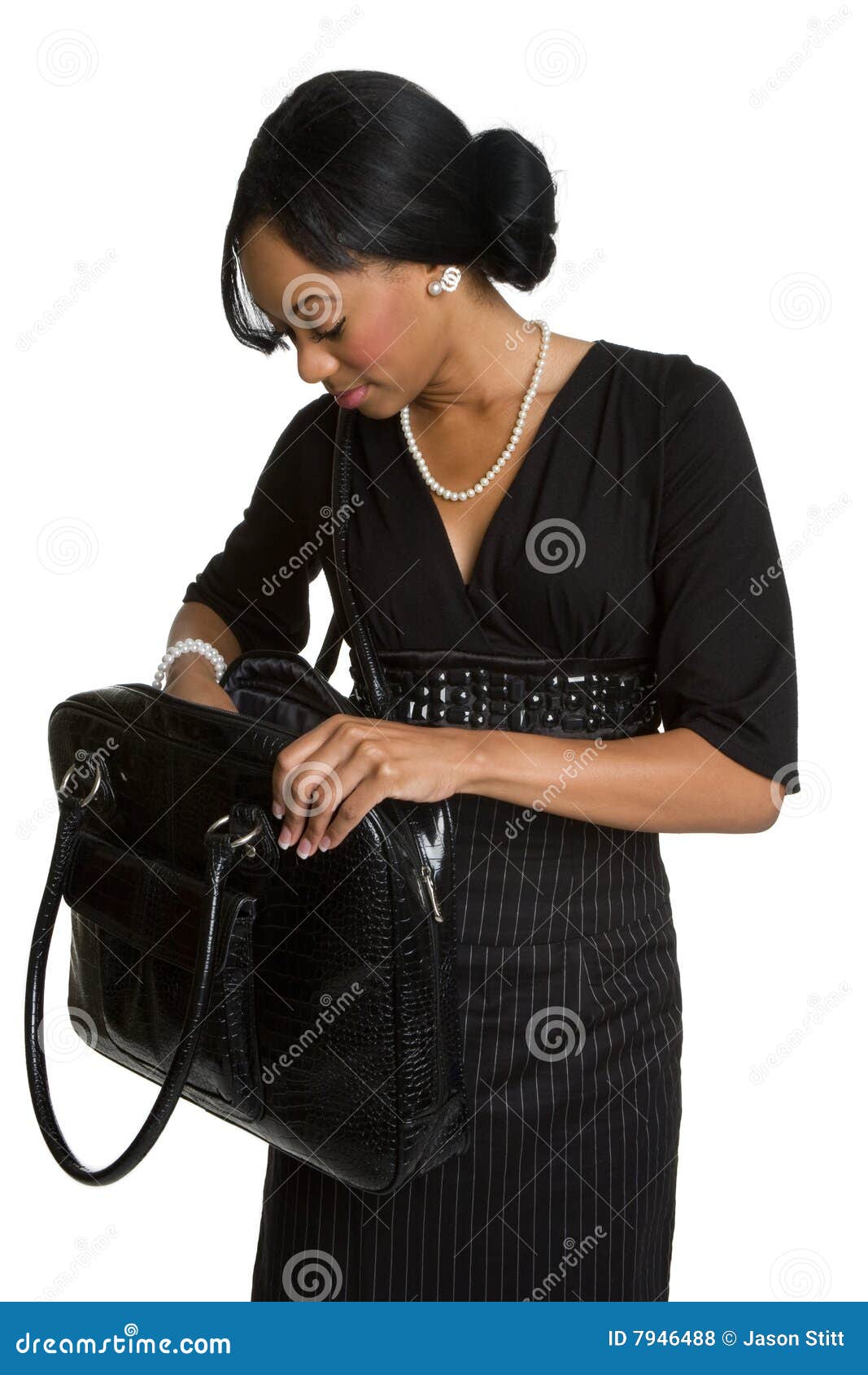 Businesswoman Holding Purse Stock Photo Image of american, business