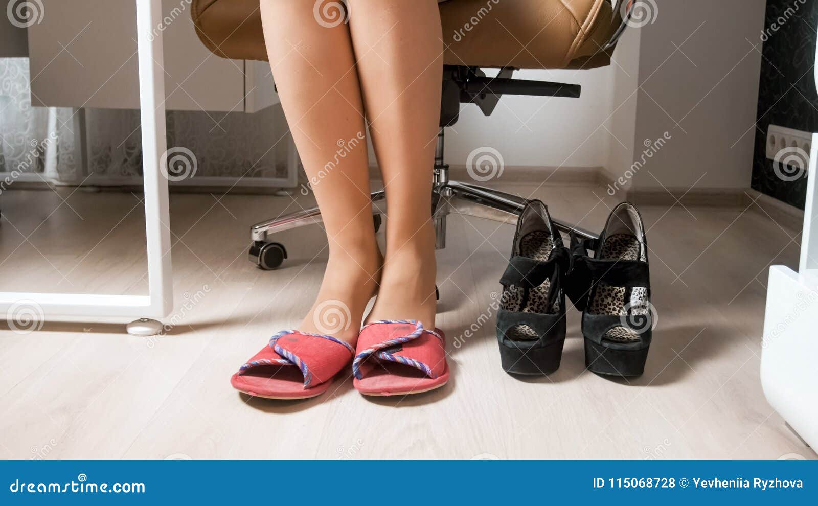 woman wearing slippers