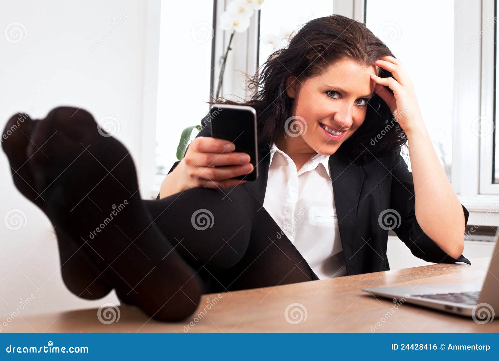 Businesswoman Relaxing At The Office Royalty Free Stock