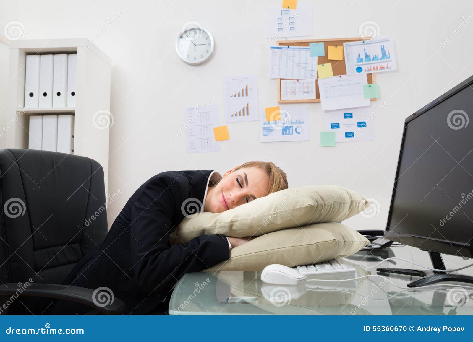 Businesswoman Sleeping In Office Stock Photo Image Of Indoors