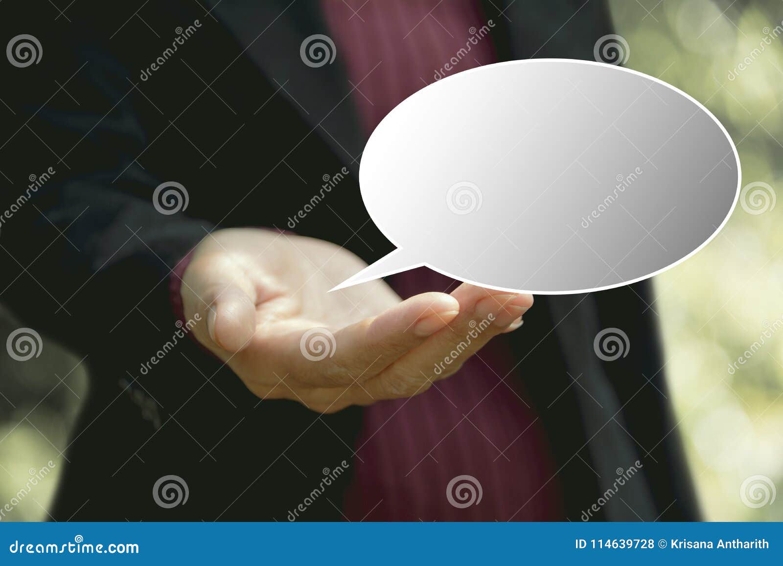 businesswoman with stickers of speech bubbles. blank empty speec