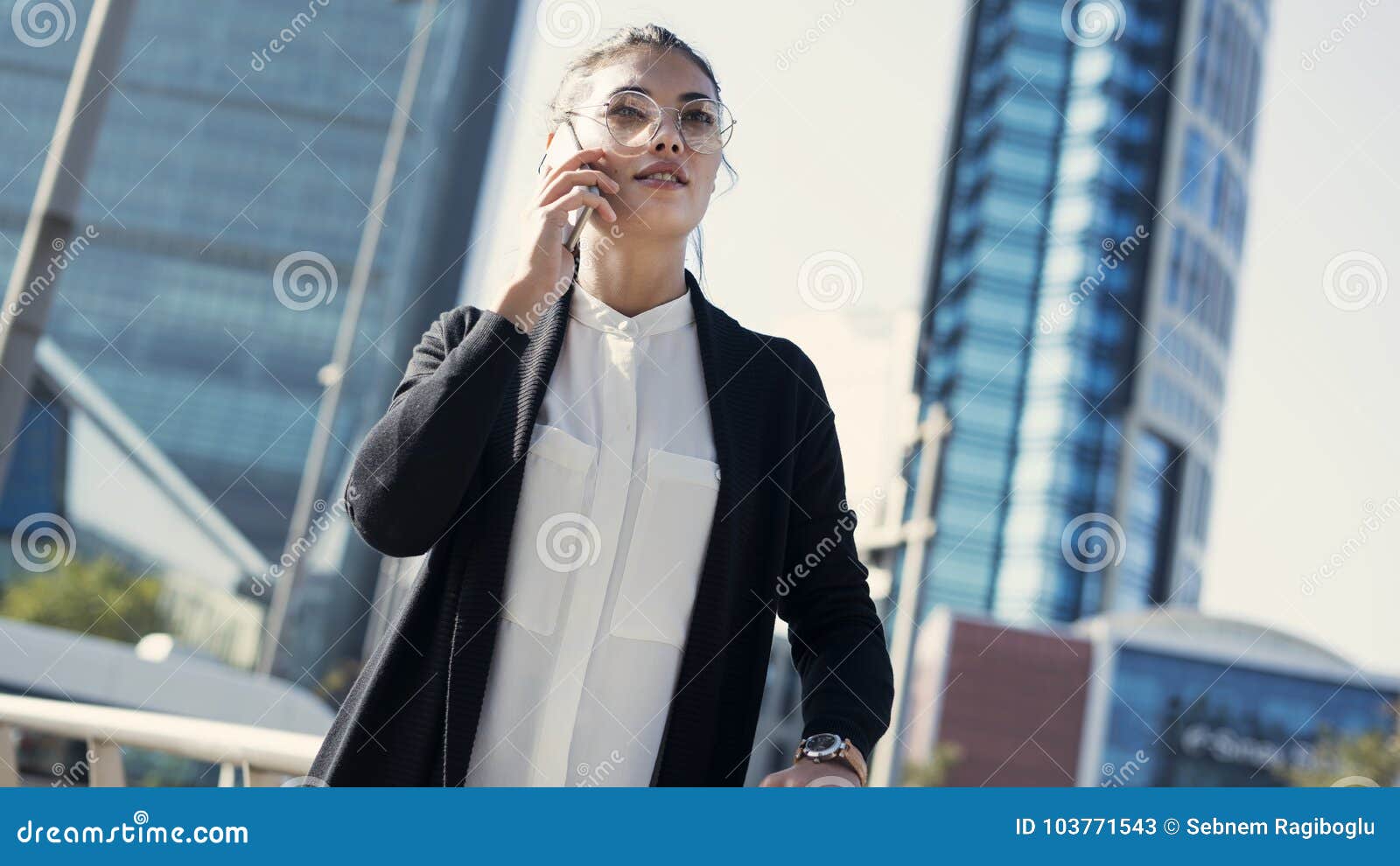 Businesswoman Talking Mobile Phone in the Outdoors Stock Image - Image ...