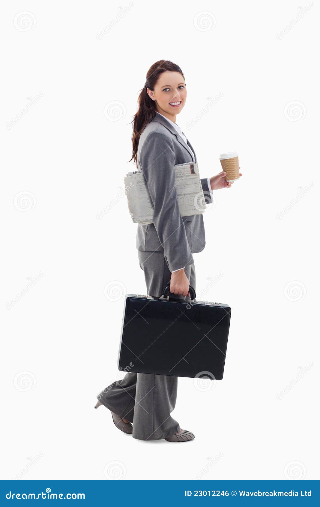A Businesswoman Walking With A Briefcase Stock Photo Image of happy