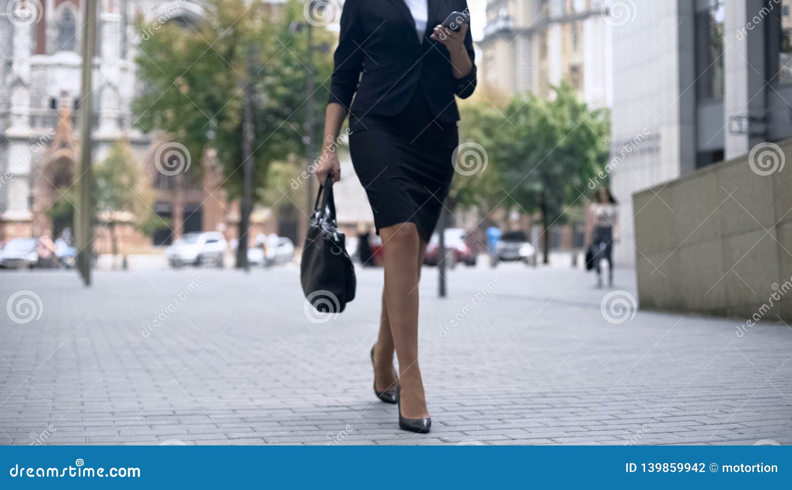 Businesswoman Walking To Work and Using Smartphone, Busy Lifestyle in ...