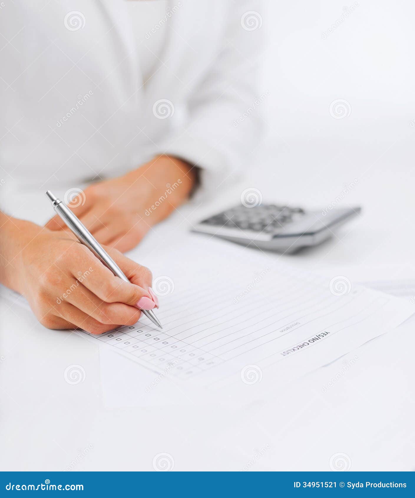 Businesswoman Working with Calculator in Office Stock Image - Image of ...