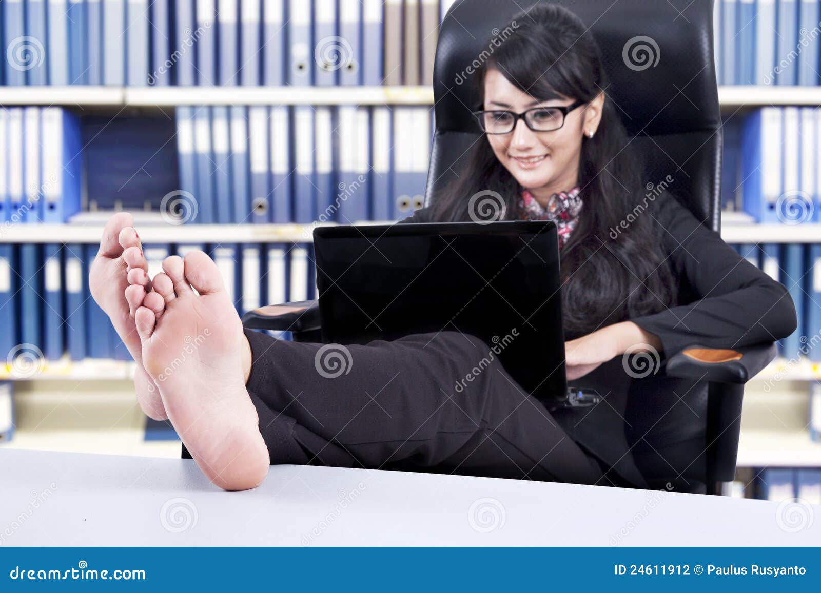 businesswoman working on the laptop