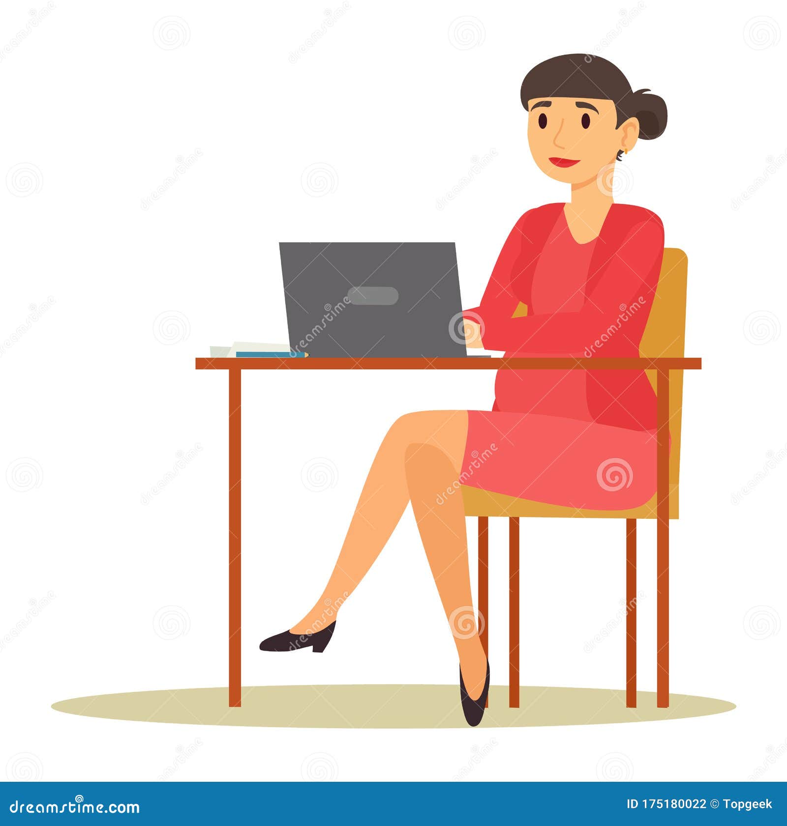 Download Expectant Mother Woman Working On Laptop Vector Stock ...