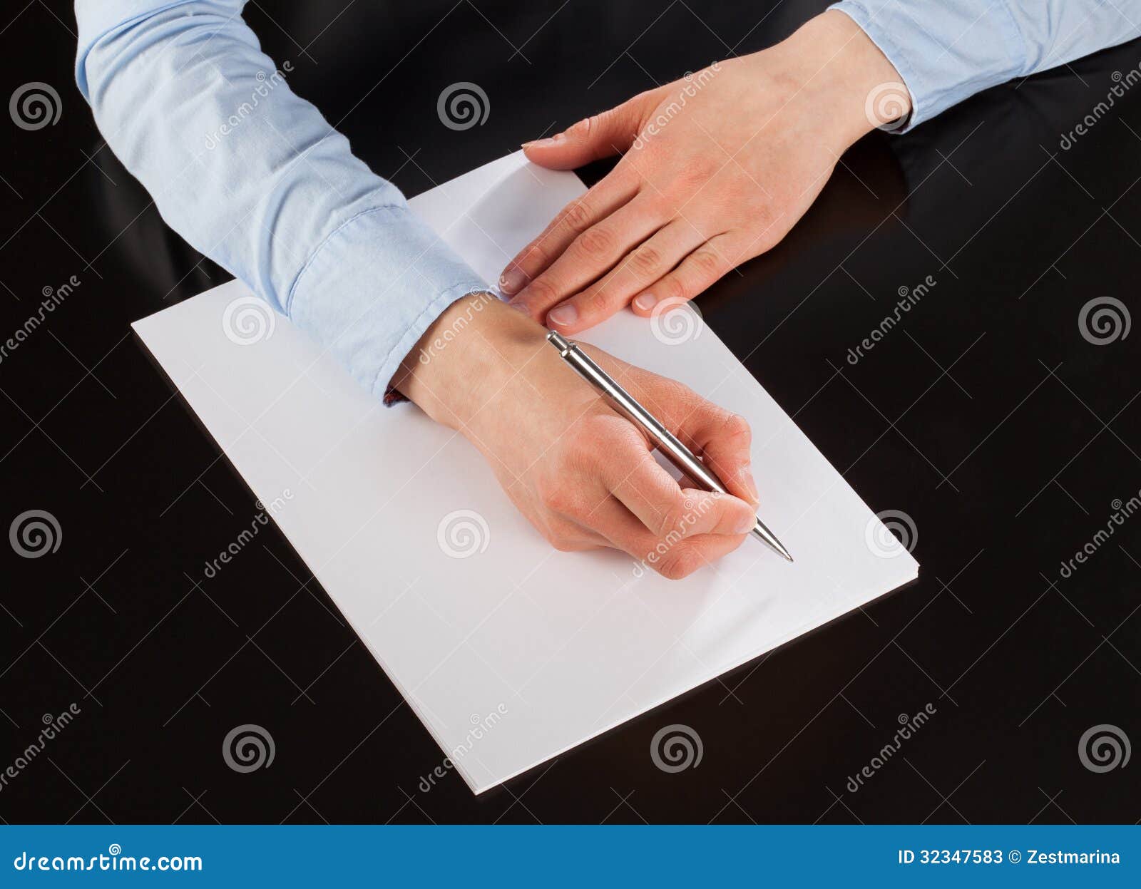 Businesswoman Writing Down Notes on the Paper (signing a Document ...