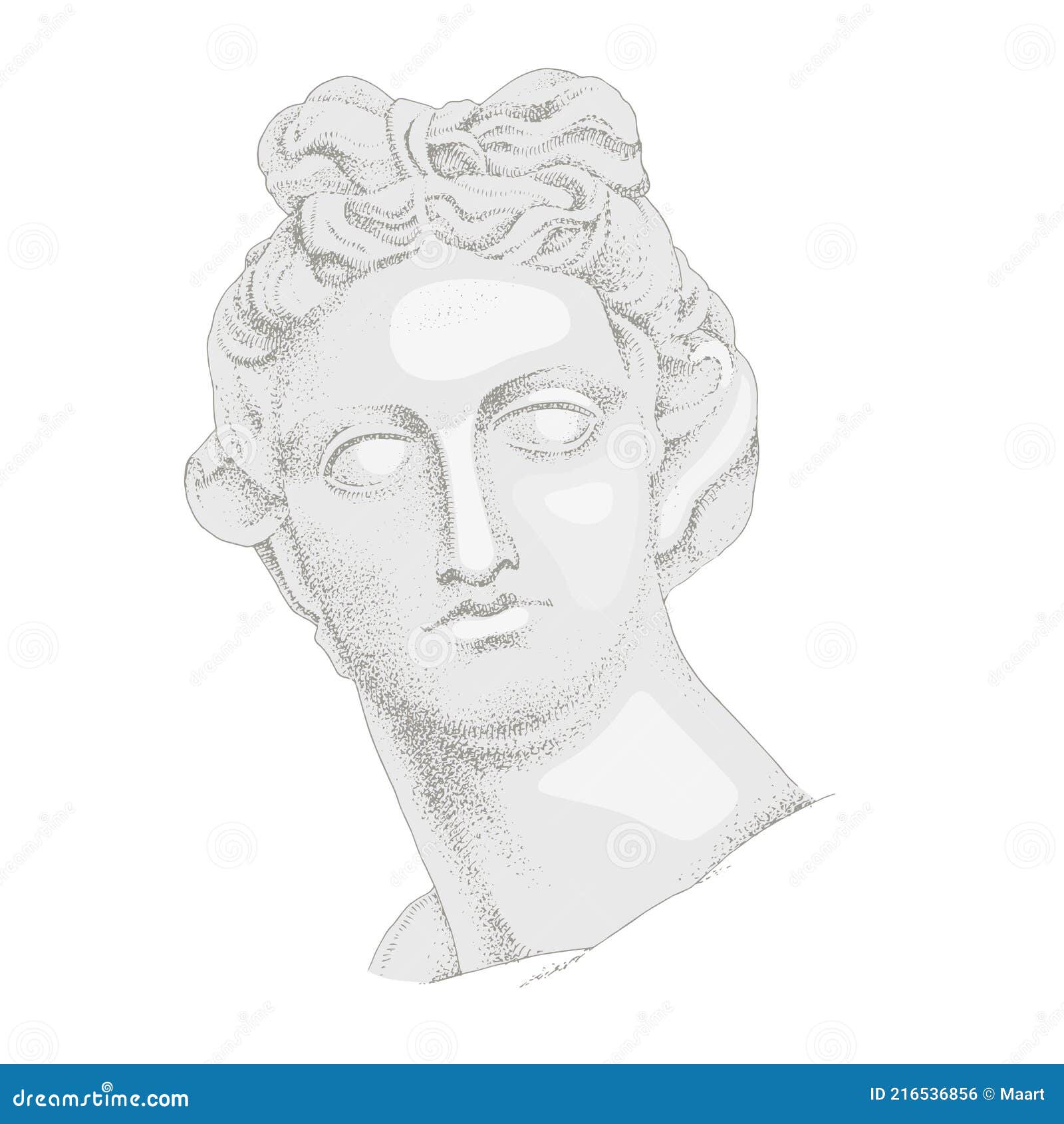 Premium Vector | Vector illustration of portrait of apollo belvedere black  and white line art of antique sculpture