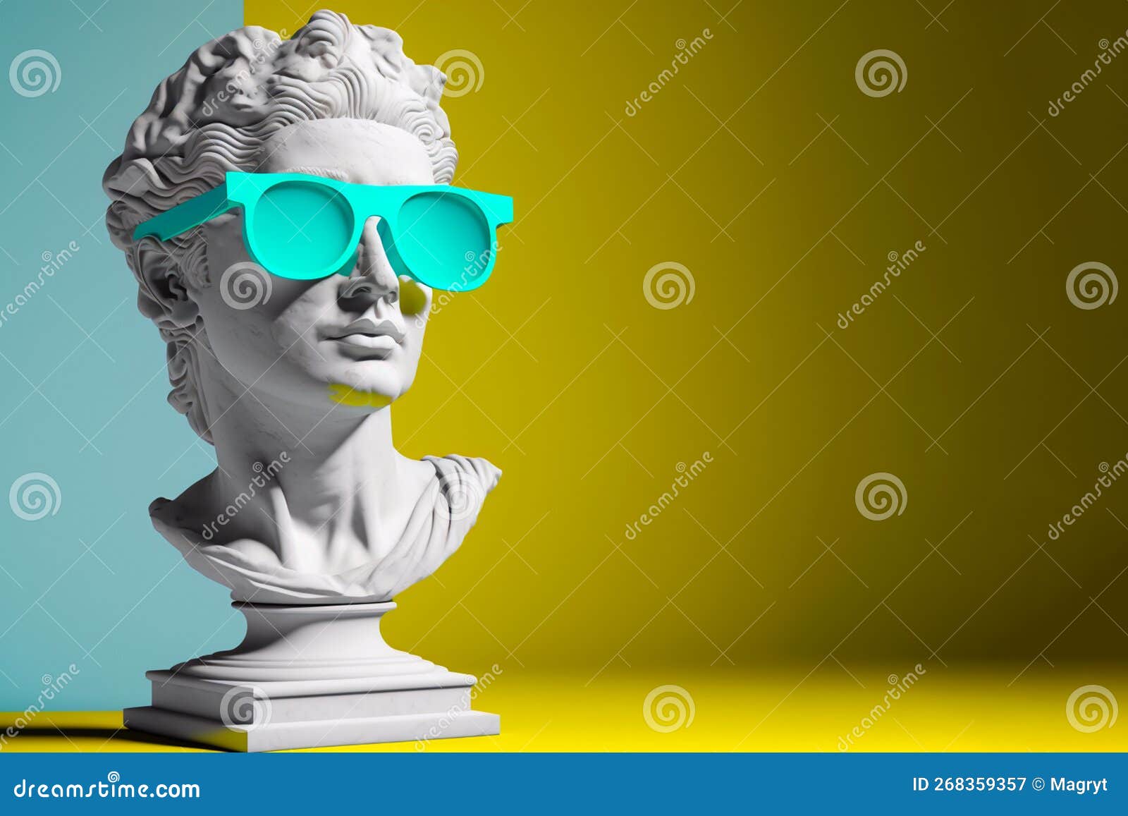 Bust Sculpture with Sunglasses. Sculpture in Glasses, Minimal Concept Art  Stock Illustration - Illustration of background, face: 268359357