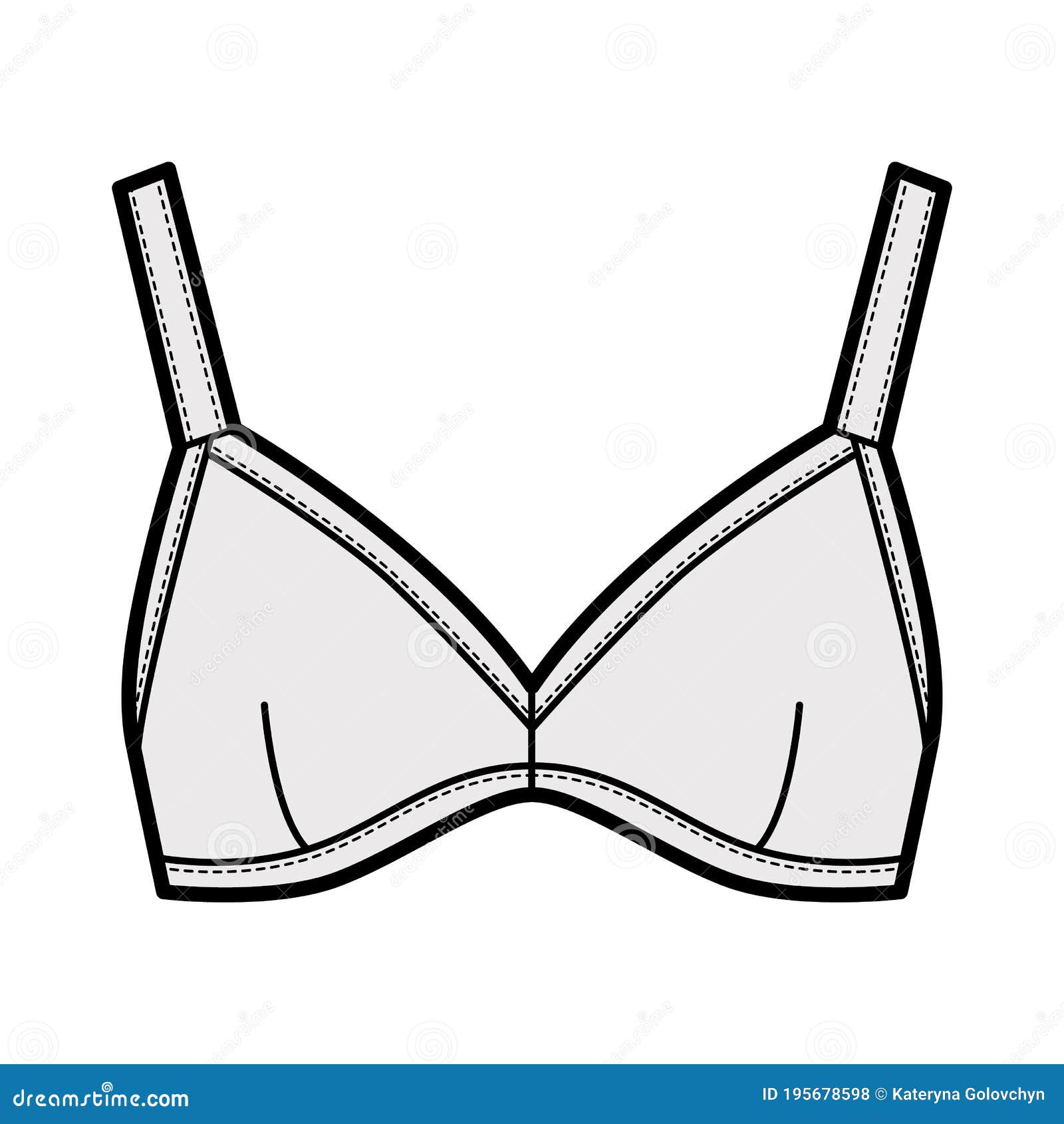 Bustier Top Bralette Technical Fashion Illustration with Adjustable ...