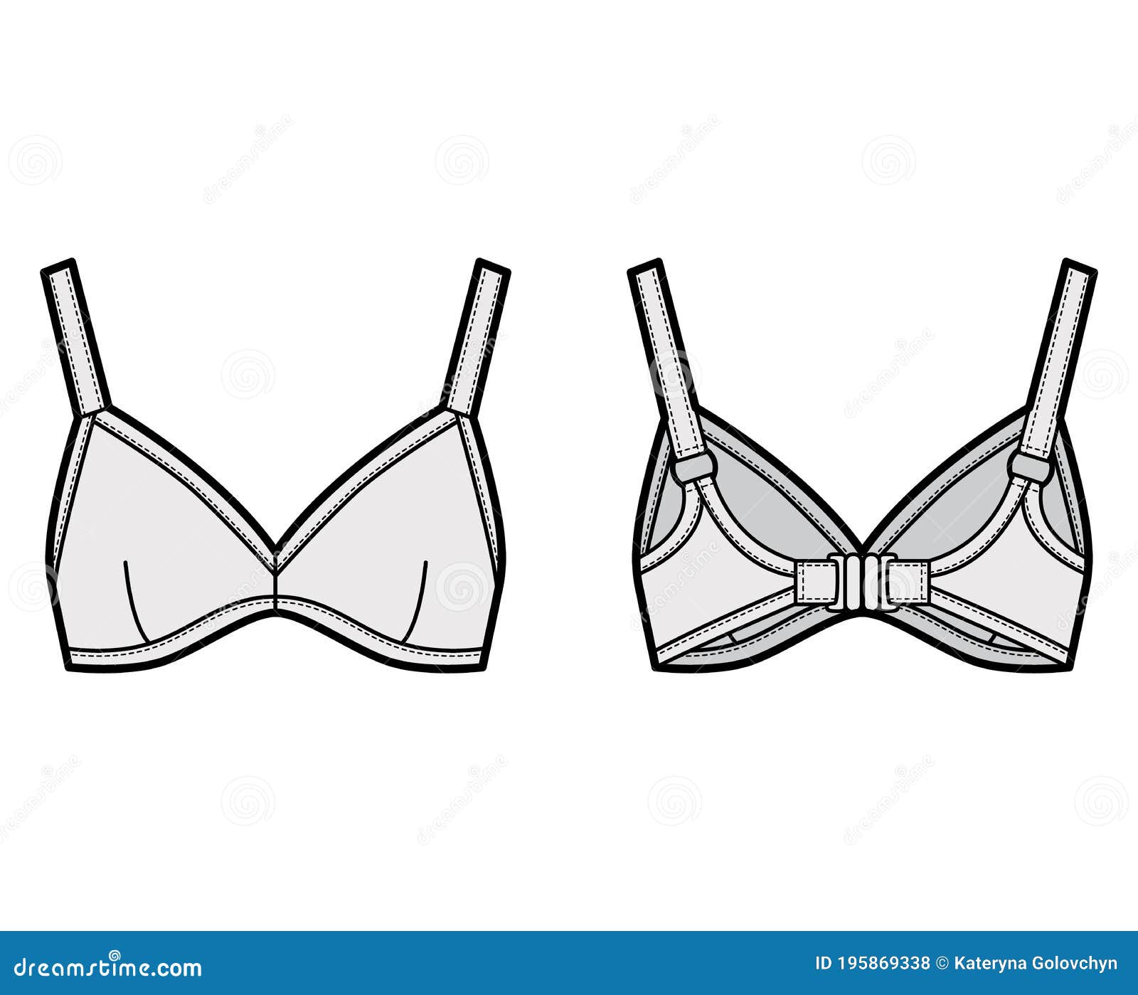 Bustier Top Bralette Technical Fashion Illustration with Adjustable Thick  Straps, Clasp Fastening at Back Bra Swimwear Stock Vector - Illustration of  clothing, bikini: 195869338