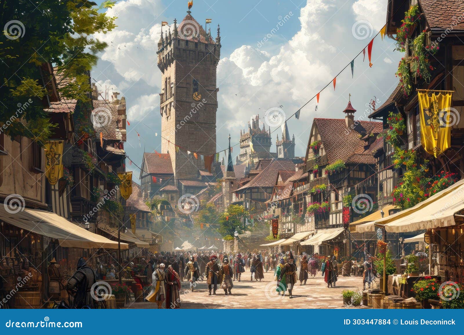 lively medieval market square