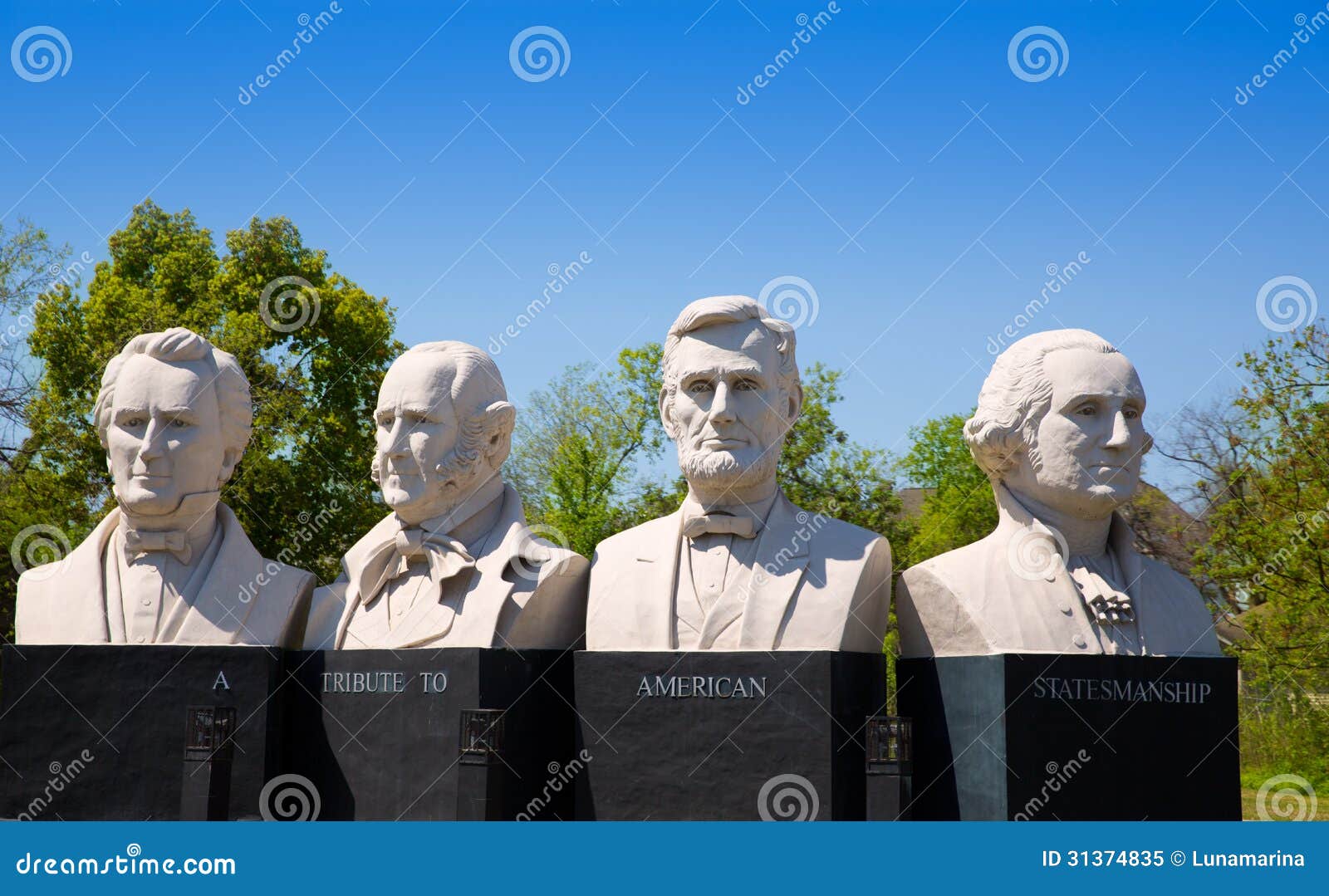 busts of four statesmen carved statues on houston