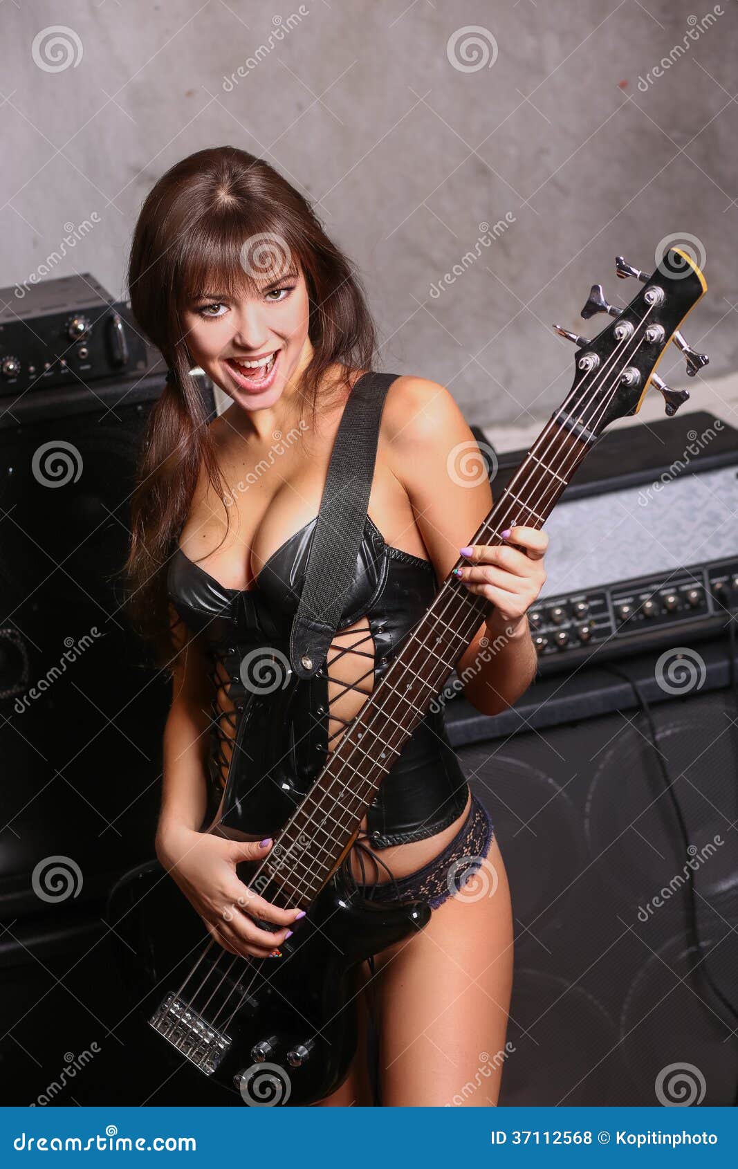 Busty Girl With Guitar Stock Photo Image Of Sexual Female