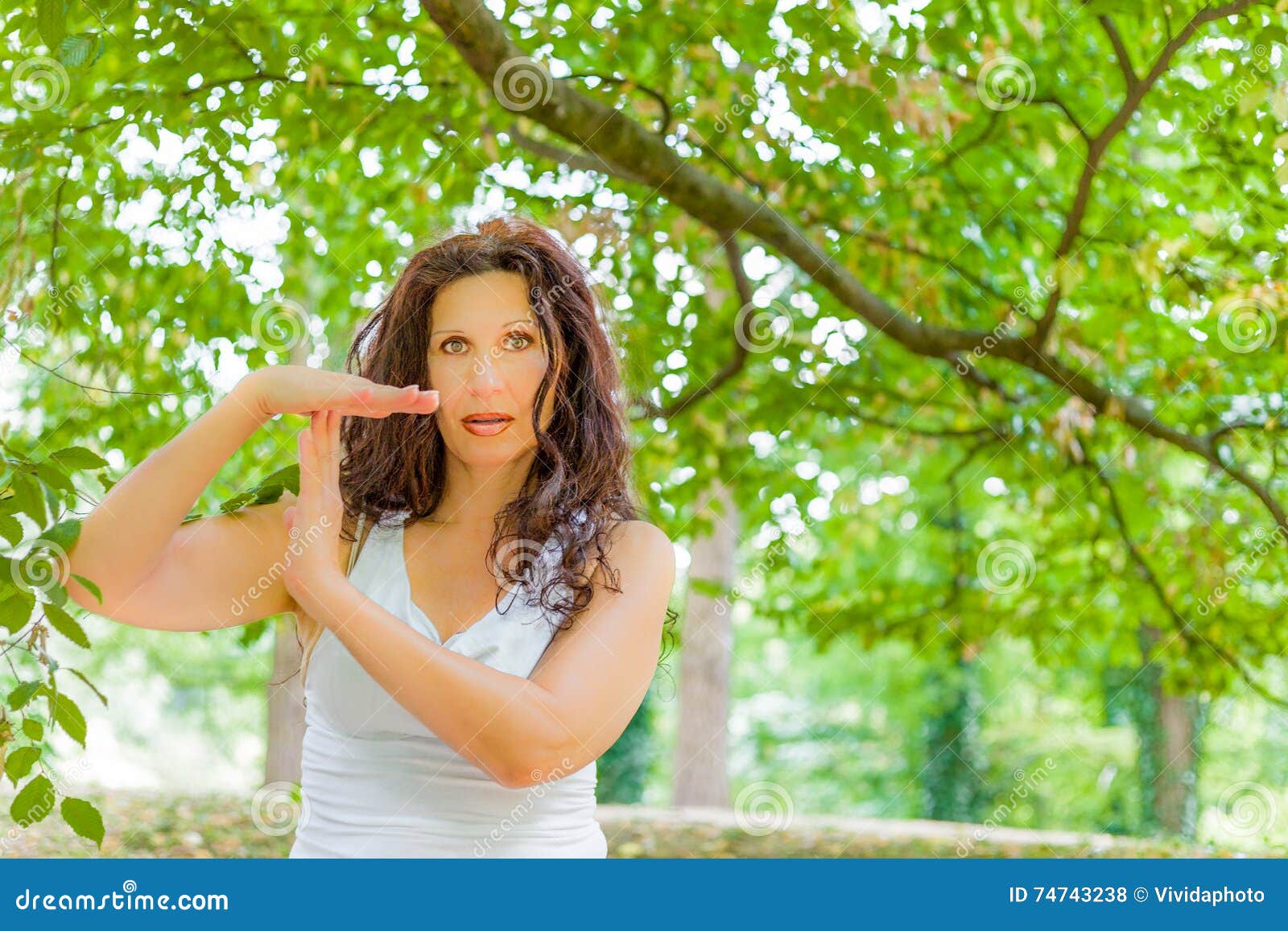 Busty Mature Woman Showing Time Out Gesture Stock Photo - Image of curvy,  stop: 74743238