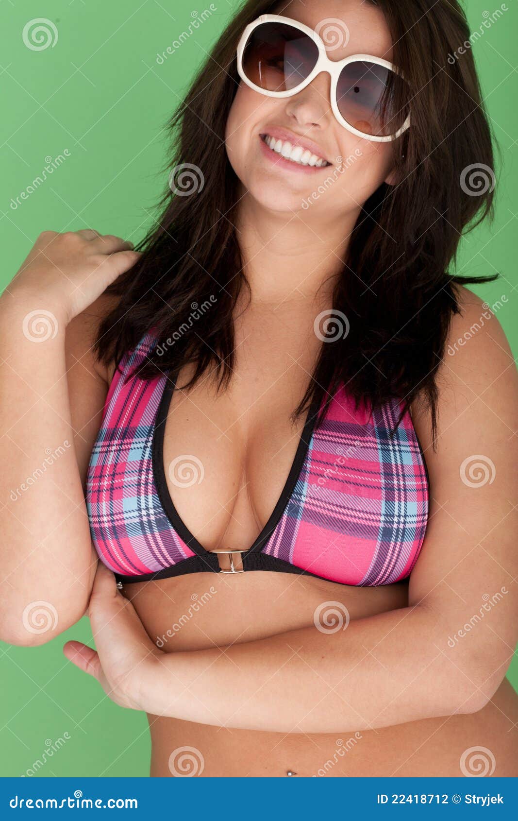 Busty Model in Bikini and Sunglasses Stock Photo - Image of pink, lady:  22418712