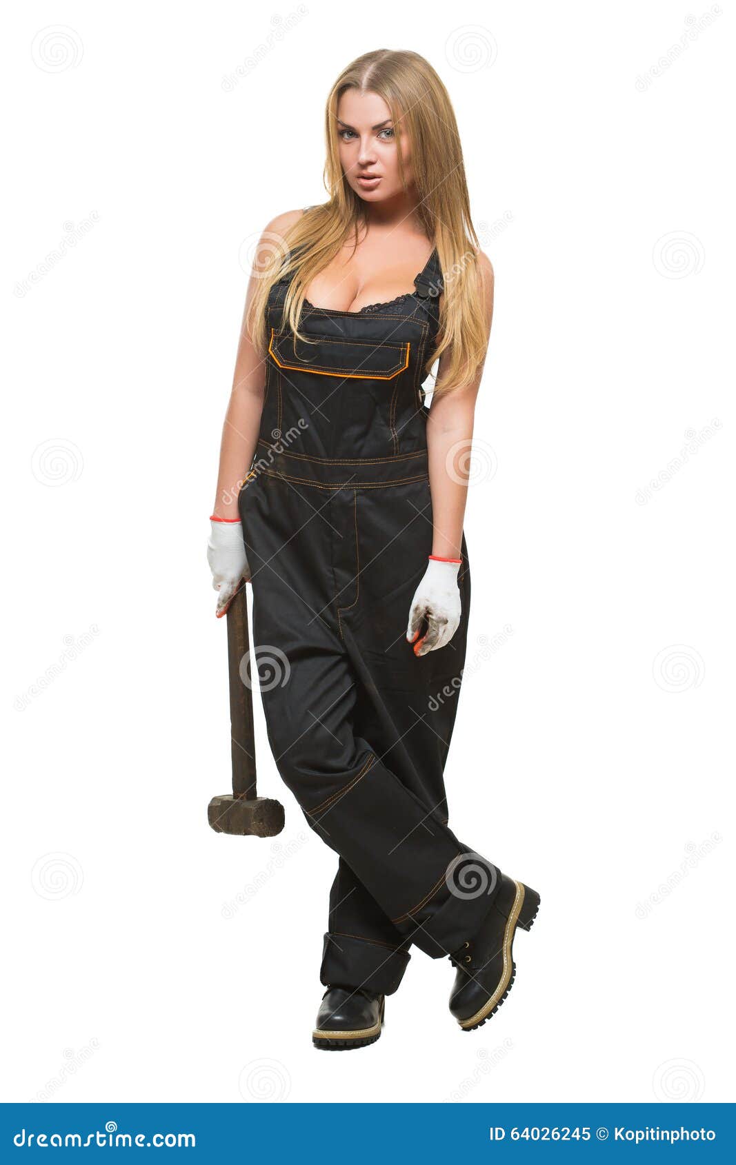 Busty Girl With A Hammer In His Hand Stock Image Image Of Instrument
