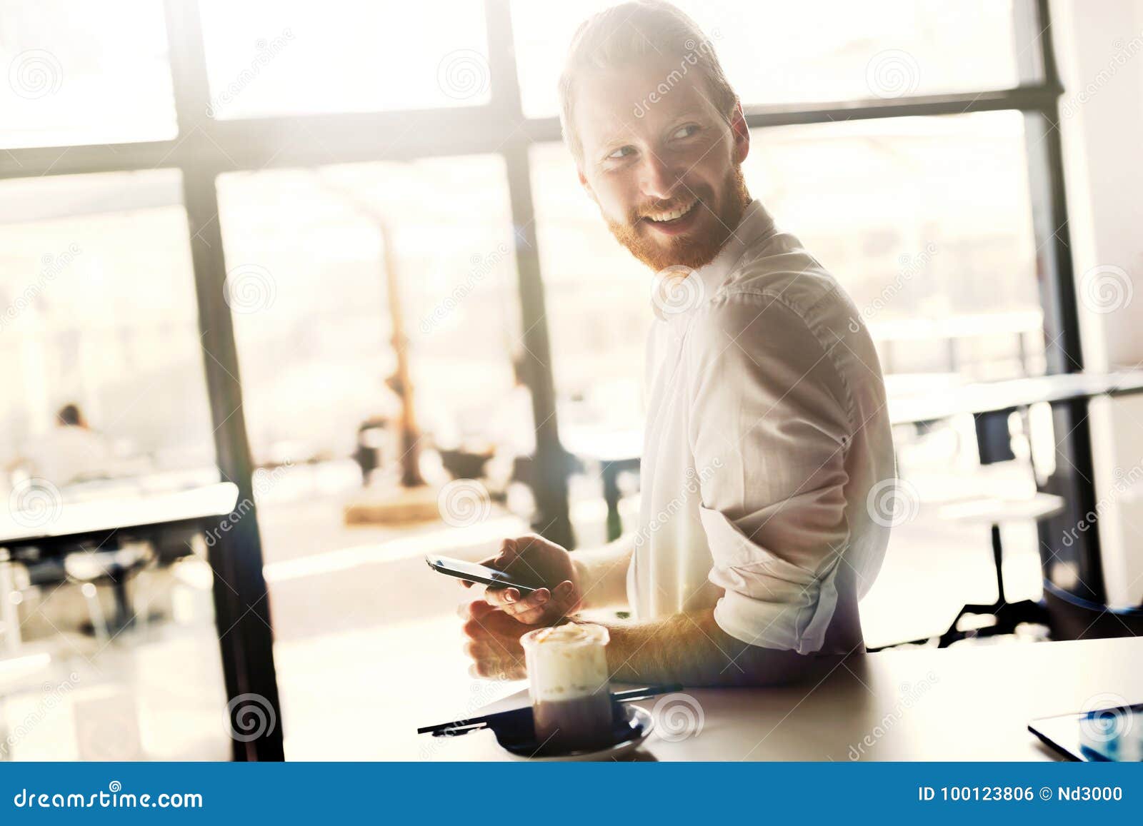 Busy Businessman on a Coffee Break Stock Photo - Image of coffee ...