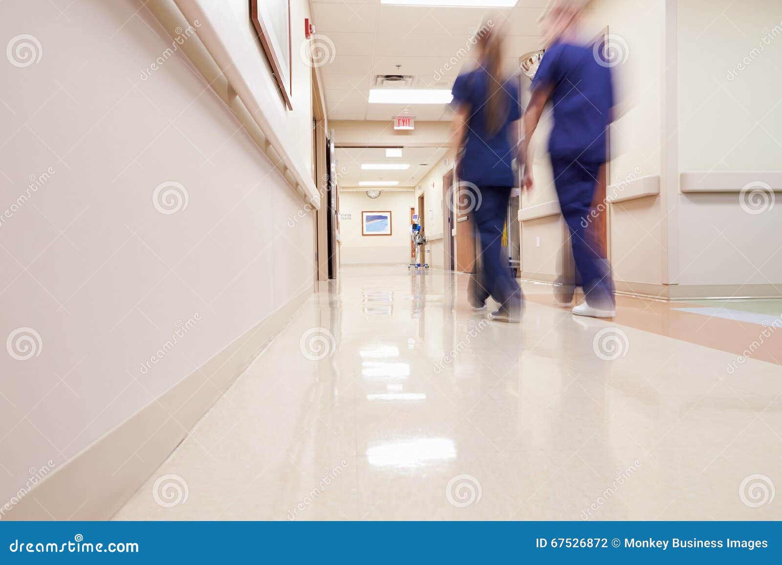 busy hospital corridor with medical staff