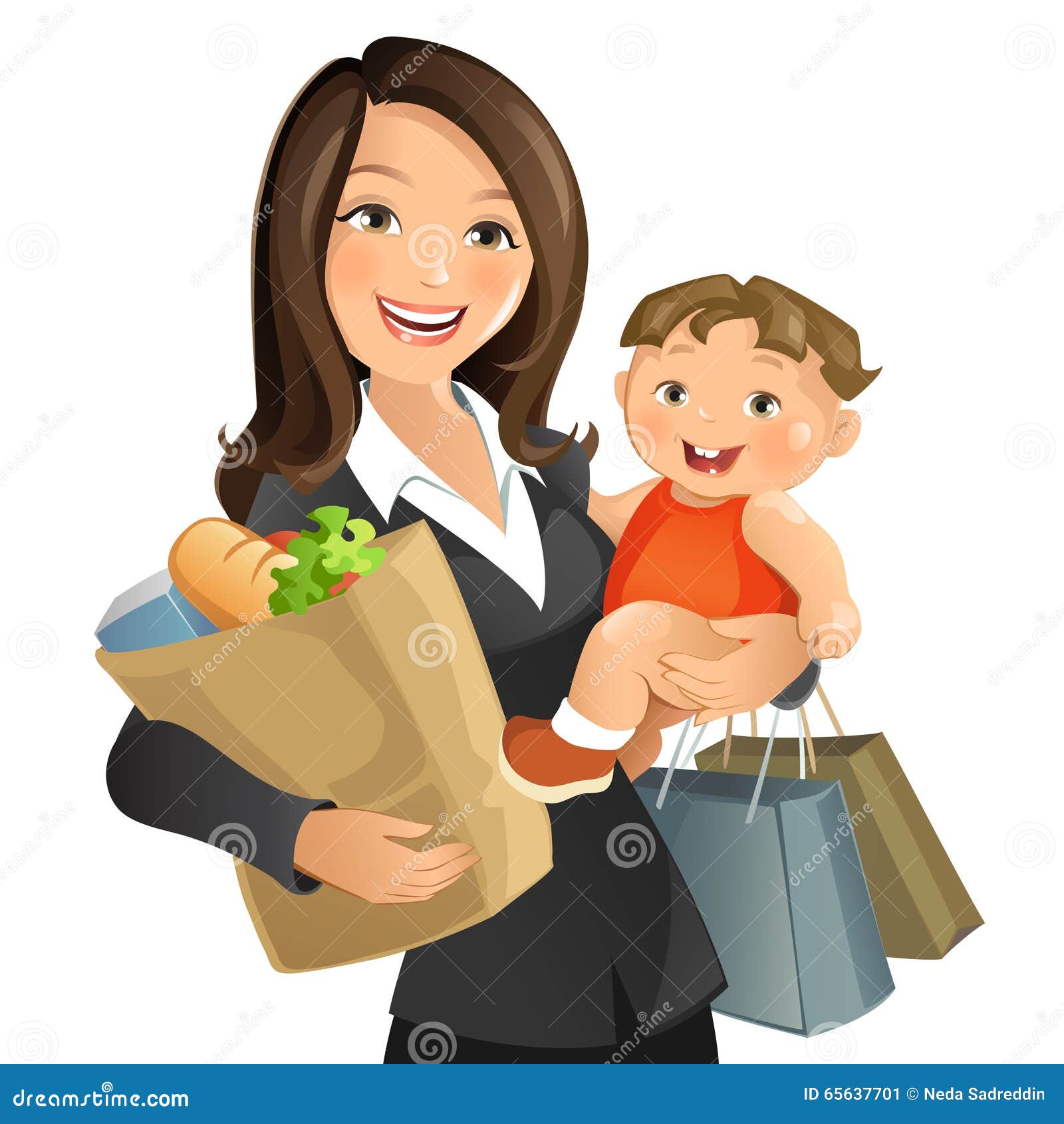 Busy Mom stock vector. Illustration of mother, baby, satisfied 65637701
