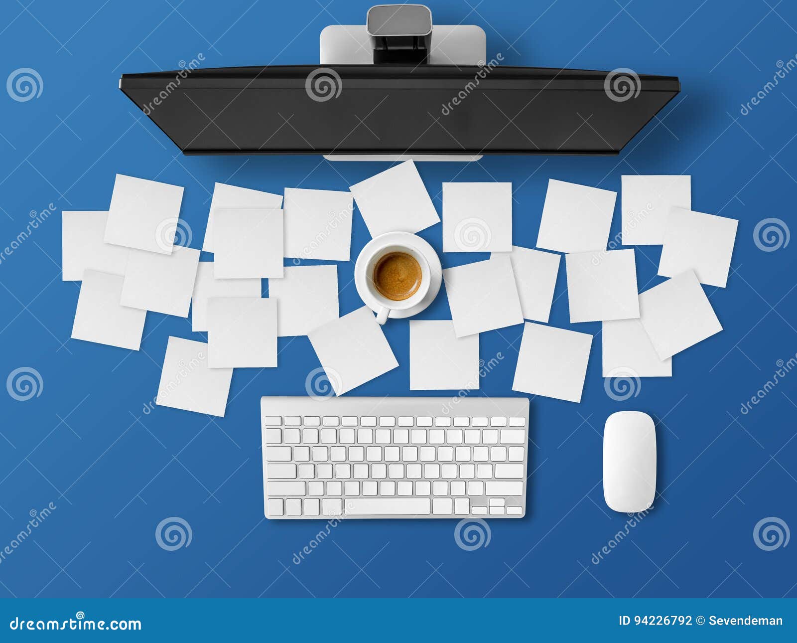 Busy Office Desk with a Lot of Notes. Stock Photo Image of employee