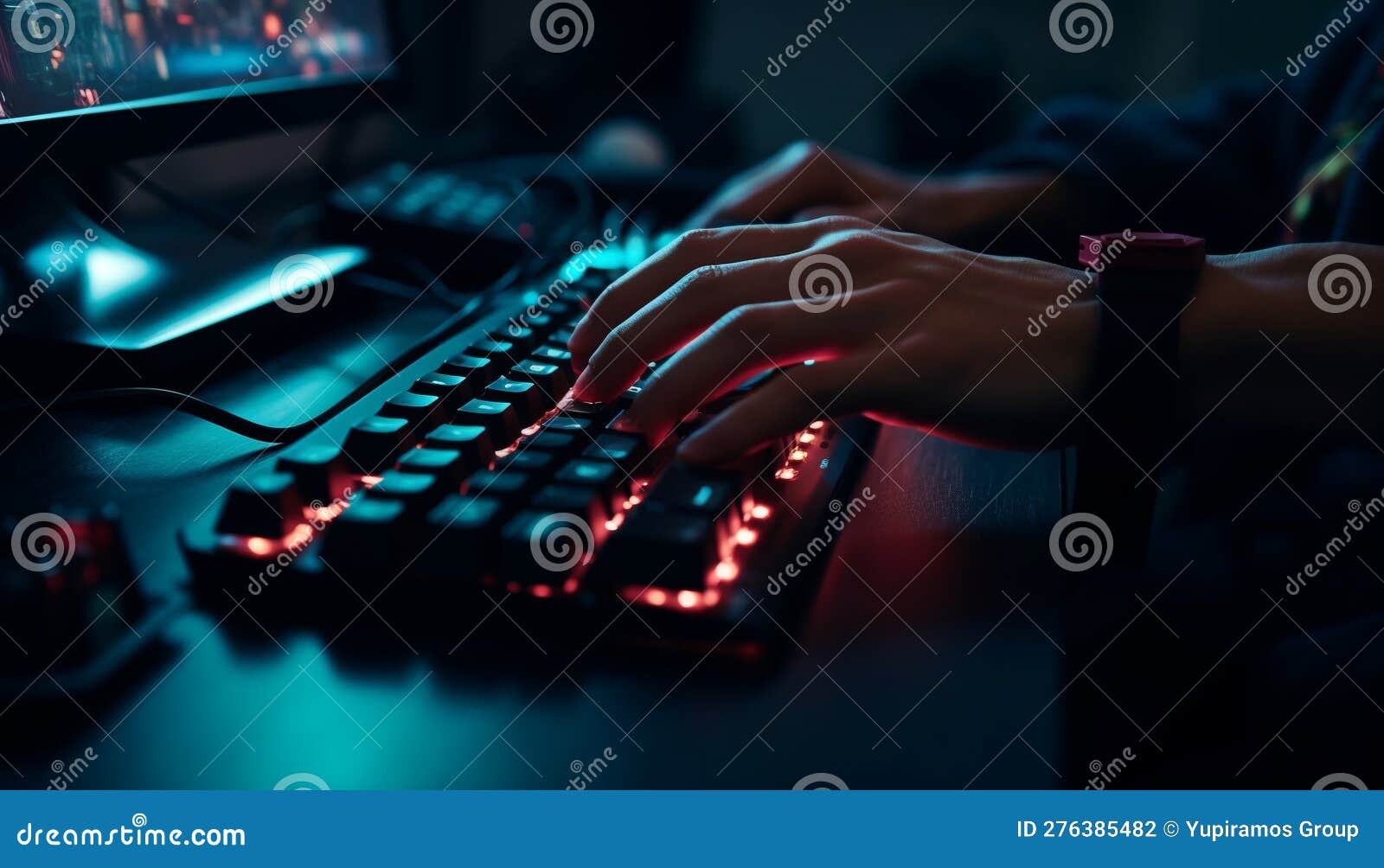 Busy Programmer Typing Code On Computer Keyboard Generated By Ai Stock Busy Programmer Typing Code On Computer Keyboard Generated By Ai Stock