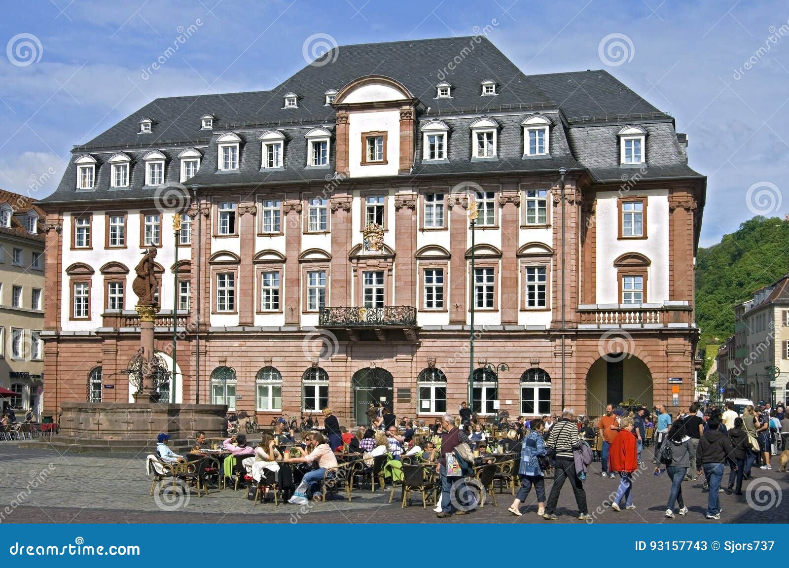 Busy Terrace for the Old City Hall in Heidelberg Editorial Stock Photo