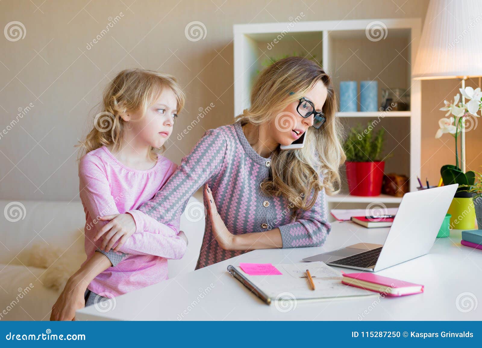 busy working mother doesn`t have time for her kid
