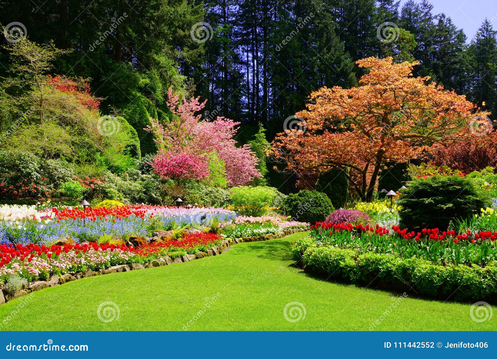 butchart gardens, victoria, canada, vibrant spring colors