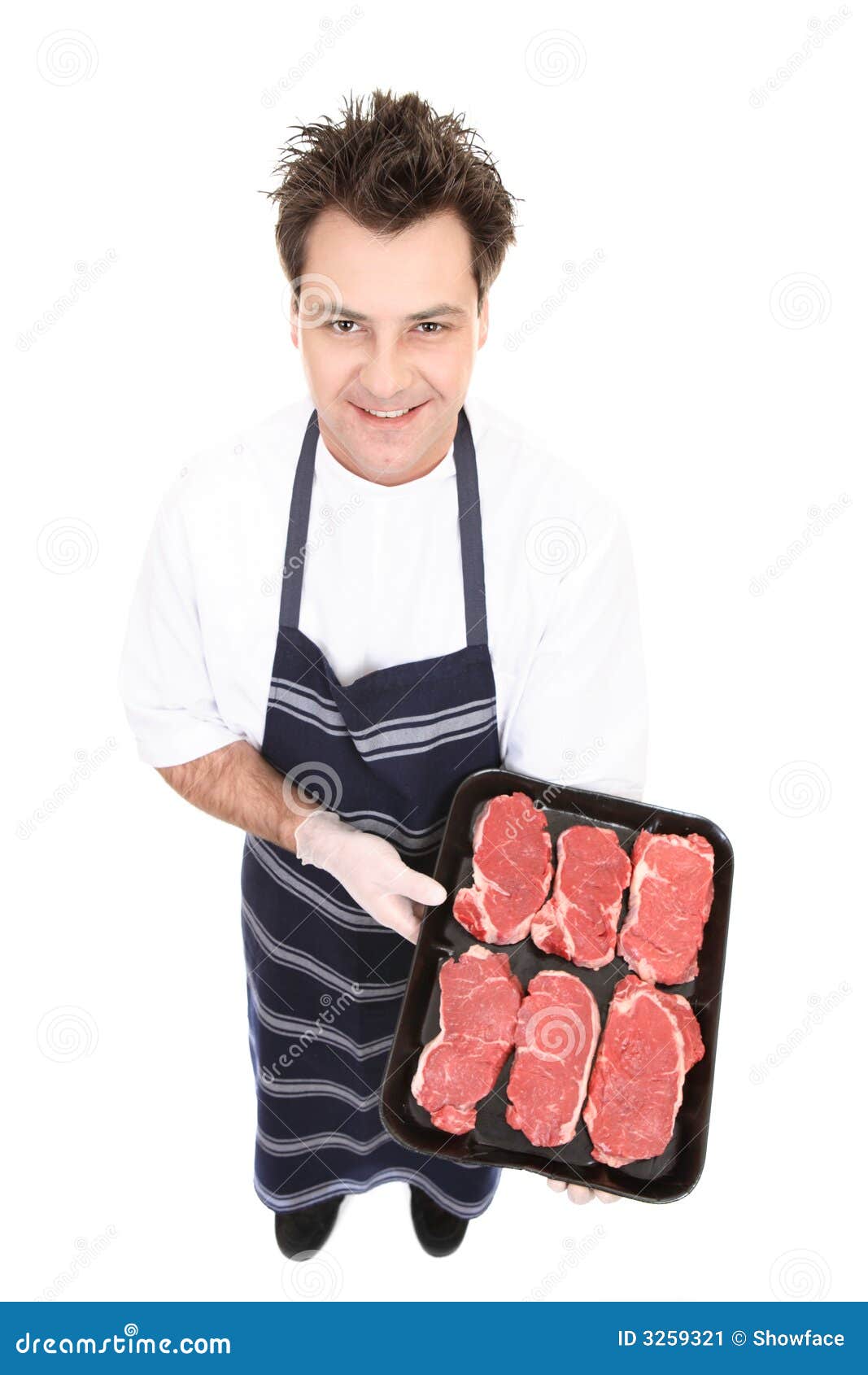 Butcher with fresh meat stock image. Image of quality 3259321