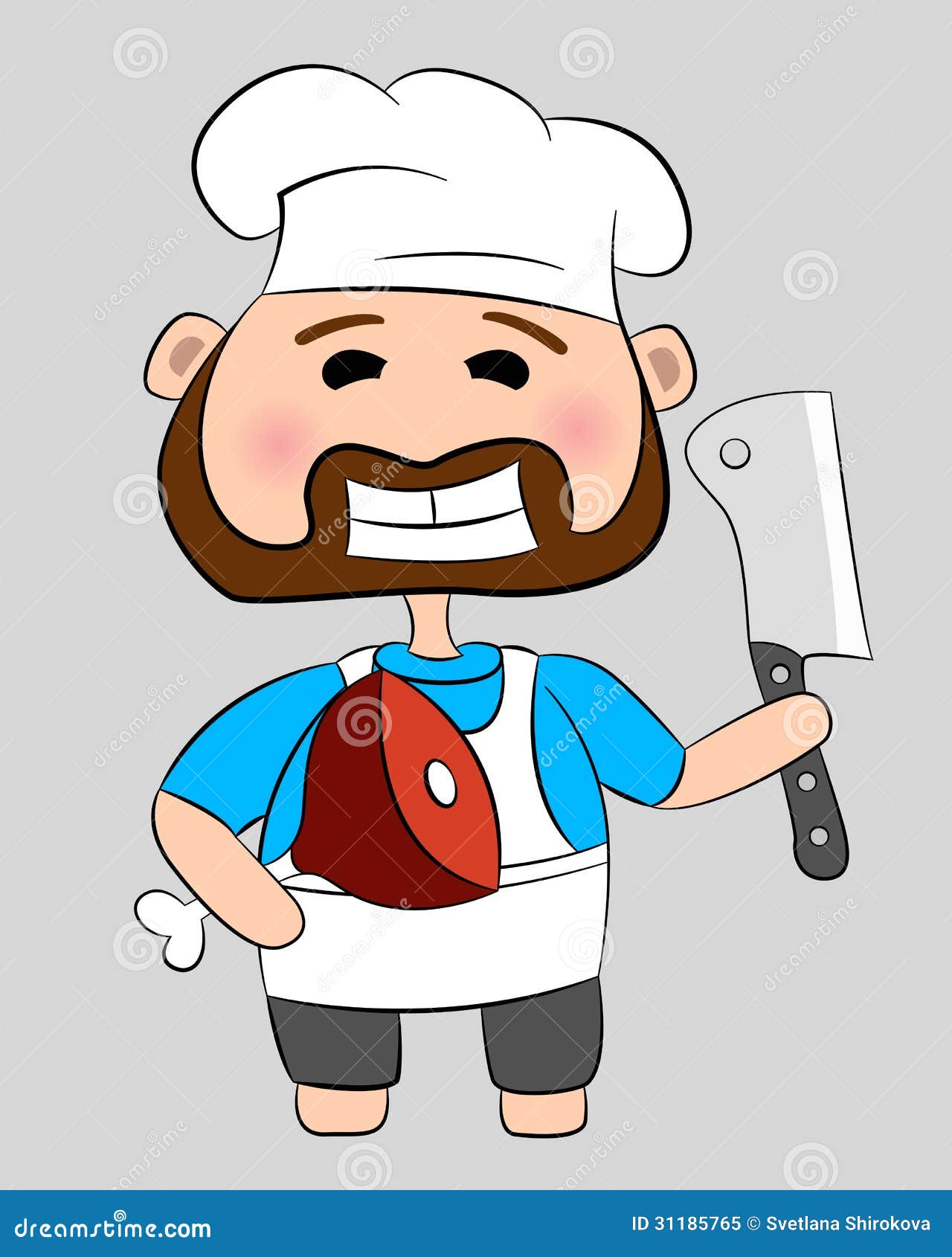 Butcher knife. Big knife for meat. Vector illustration Stock