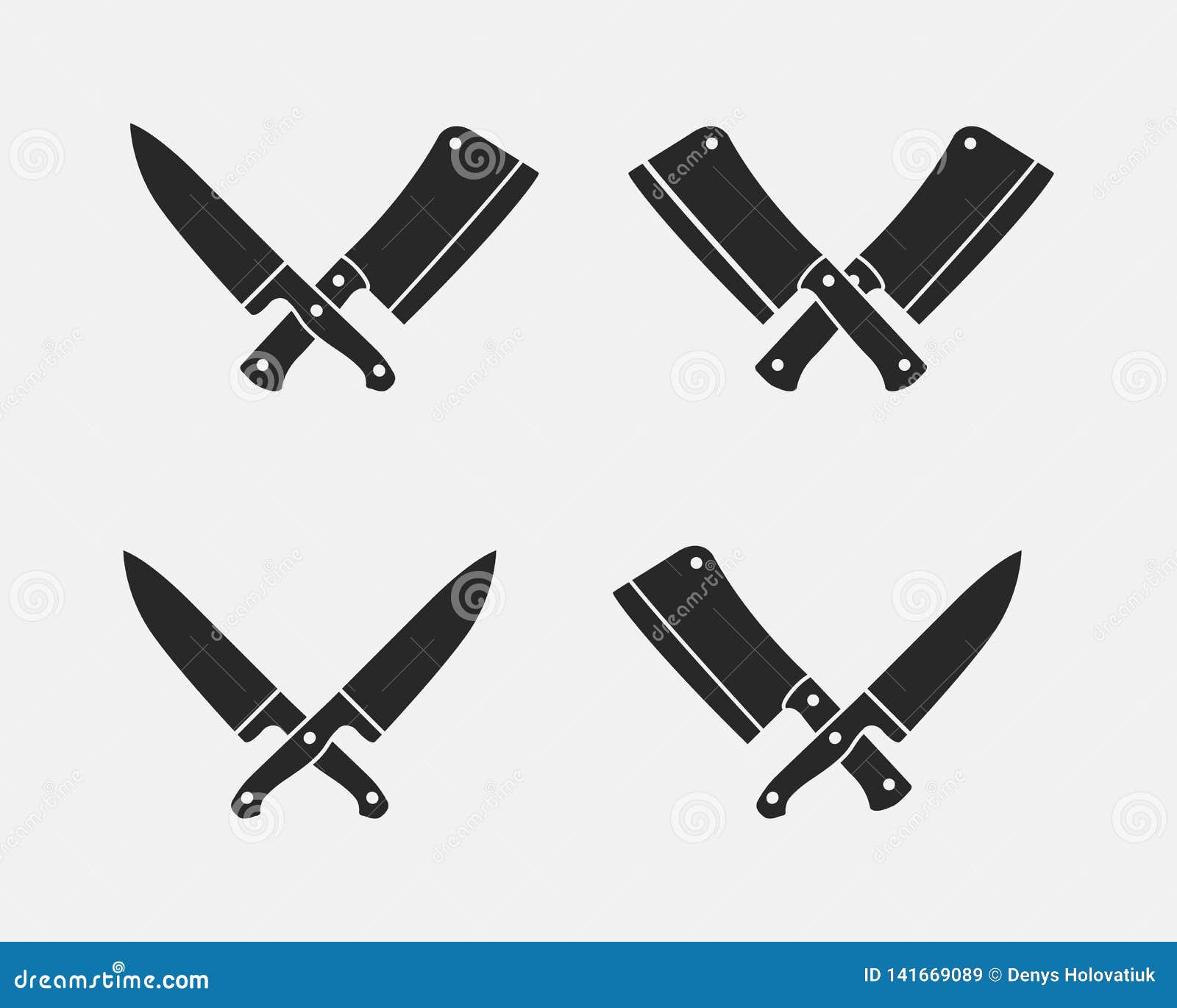 set of meat cutting knives icons. butcher knives  on a white background.  