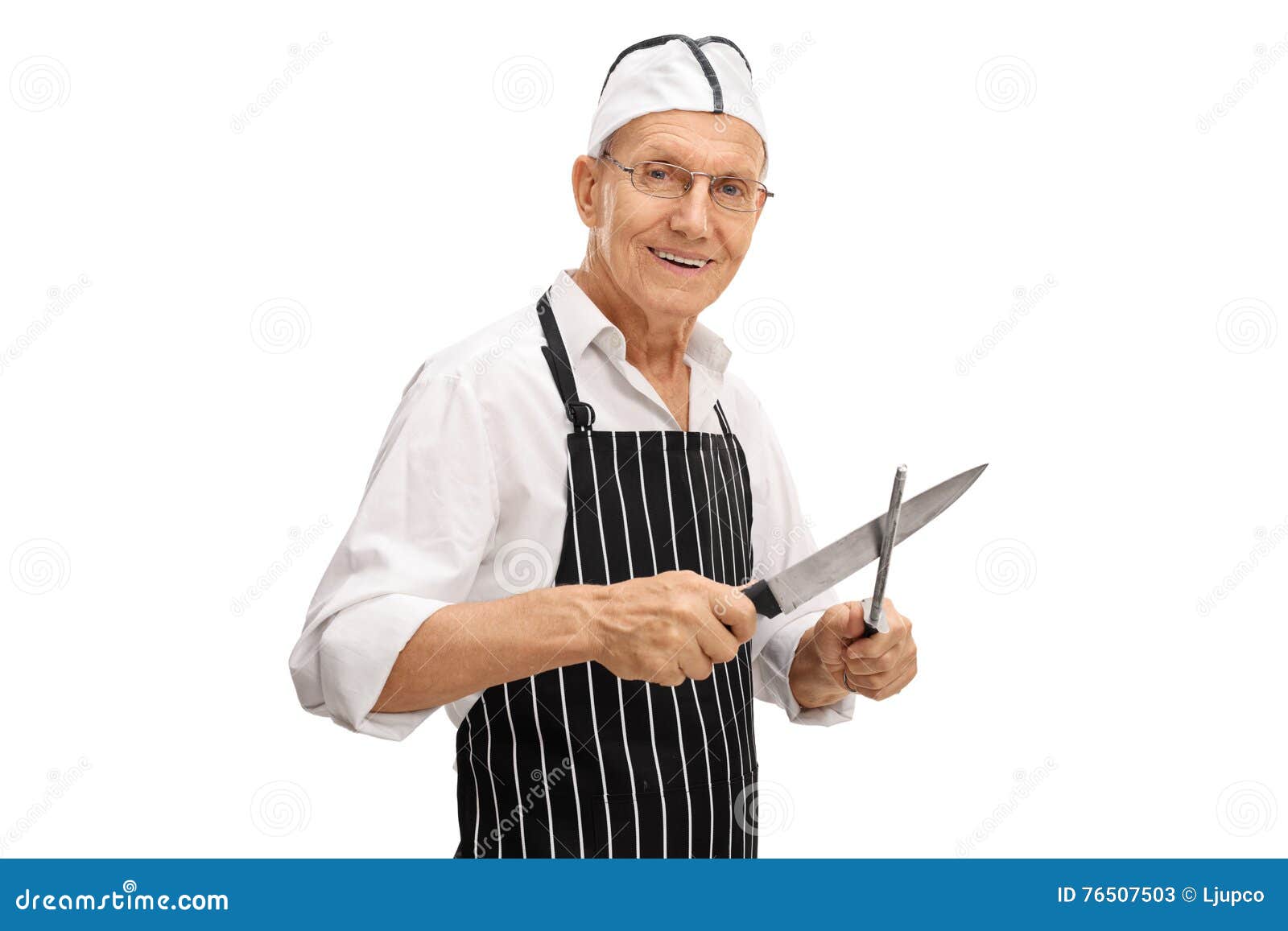 Butcher Sharpening His Knife Stock Image Image of pose, butchery