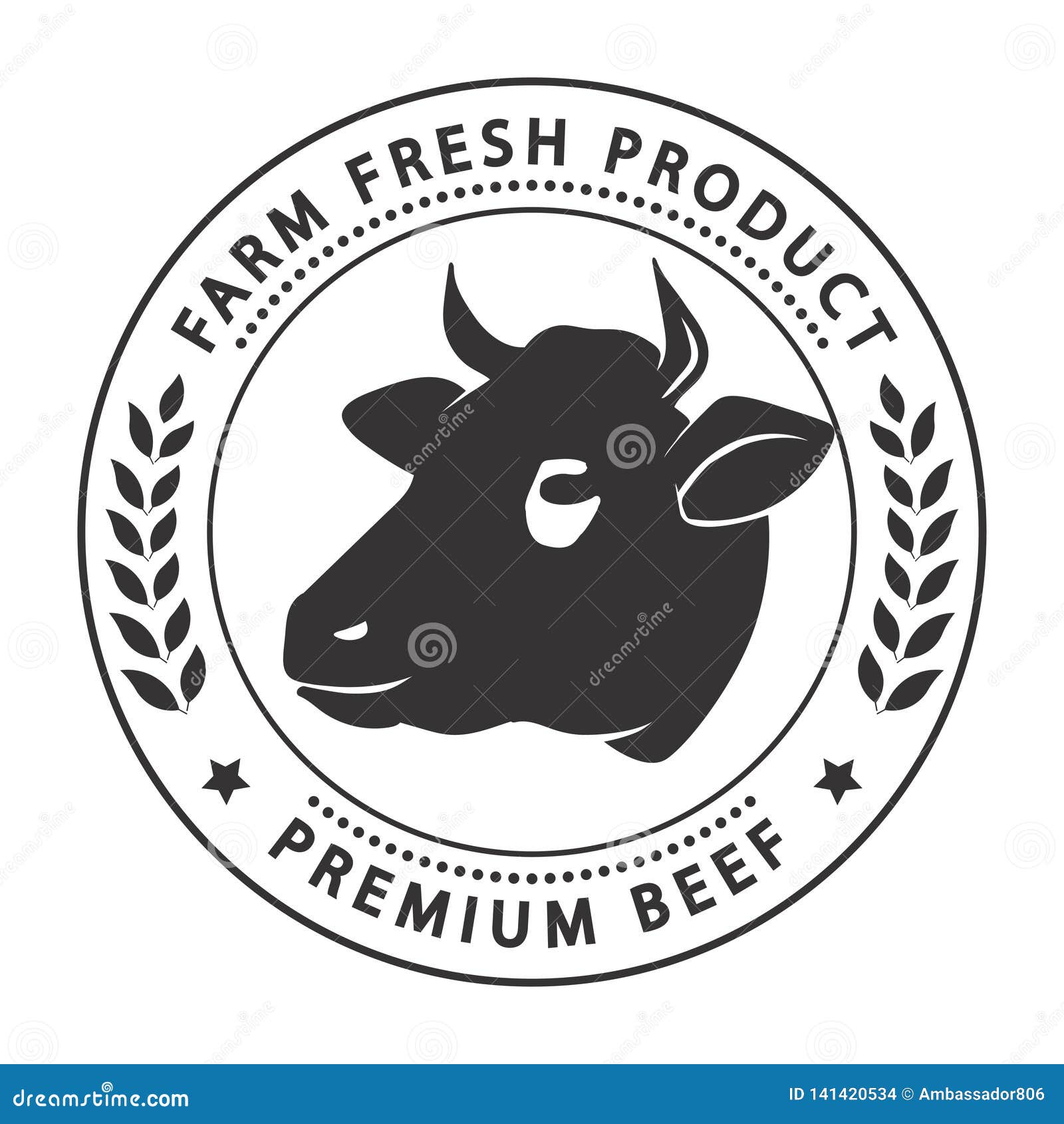 Butcher Shop Label. Badge With Cow. Fresh Beef Vintage Print. Butchery ...