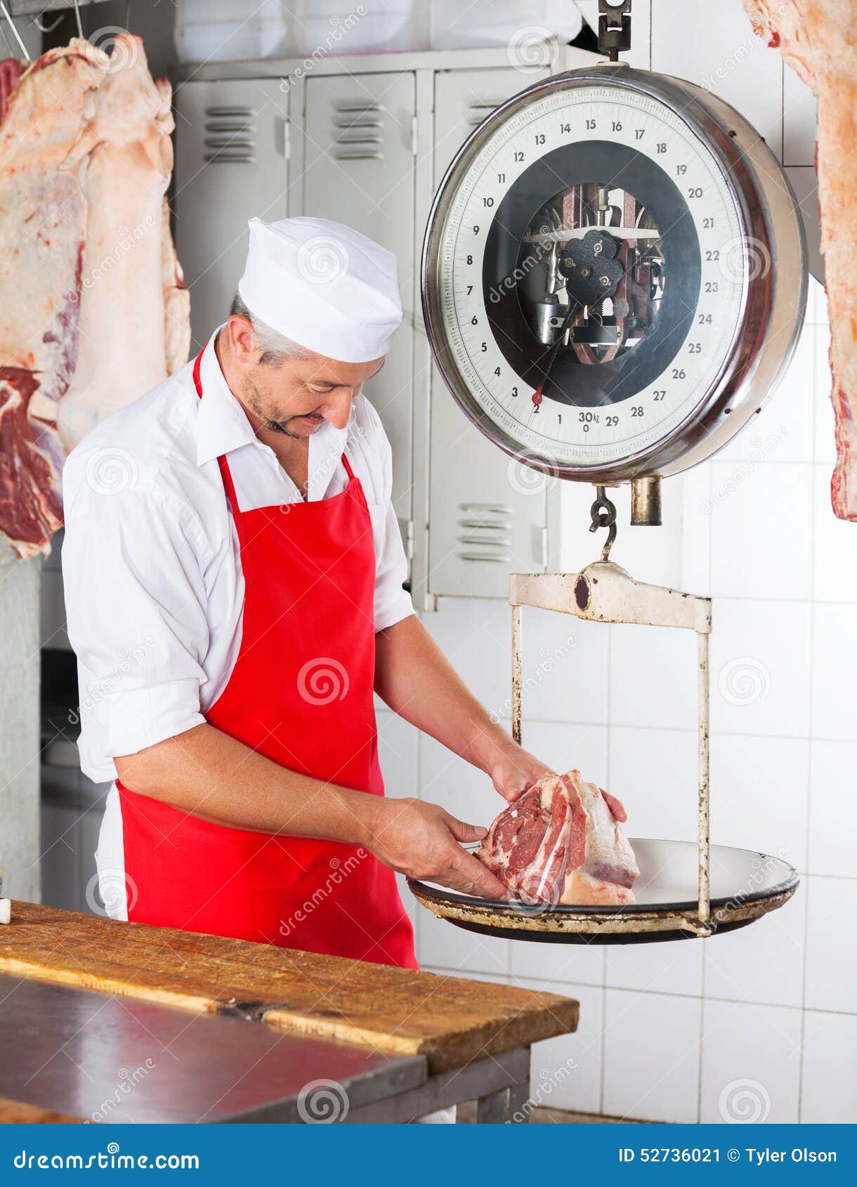 https://thumbs.dreamstime.com/z/butcher-weighing-meat-scale-counter-male-butchery-52736021.jpg