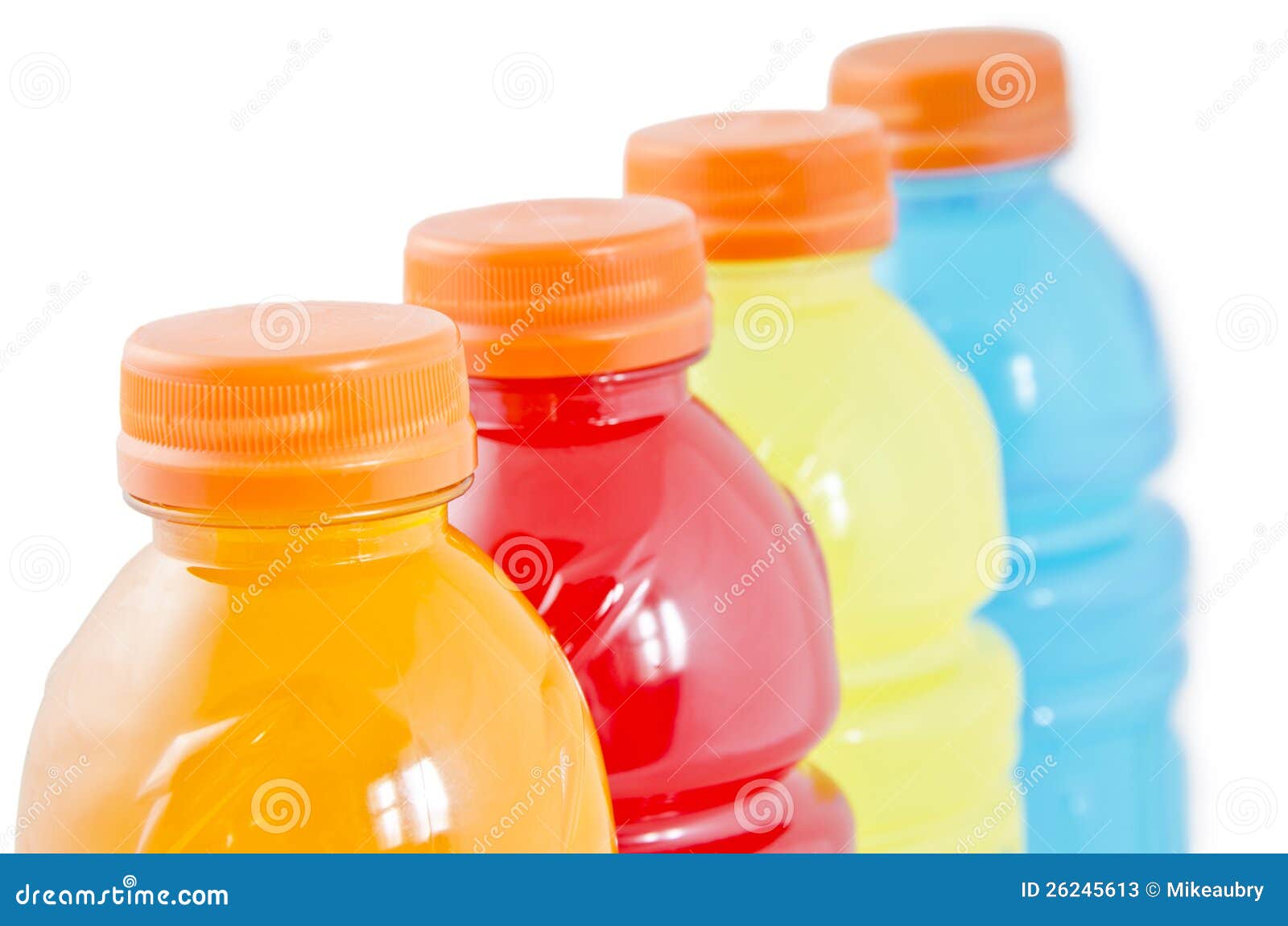 Linia kolorowe butelki sok, odizolowywać na biały tle