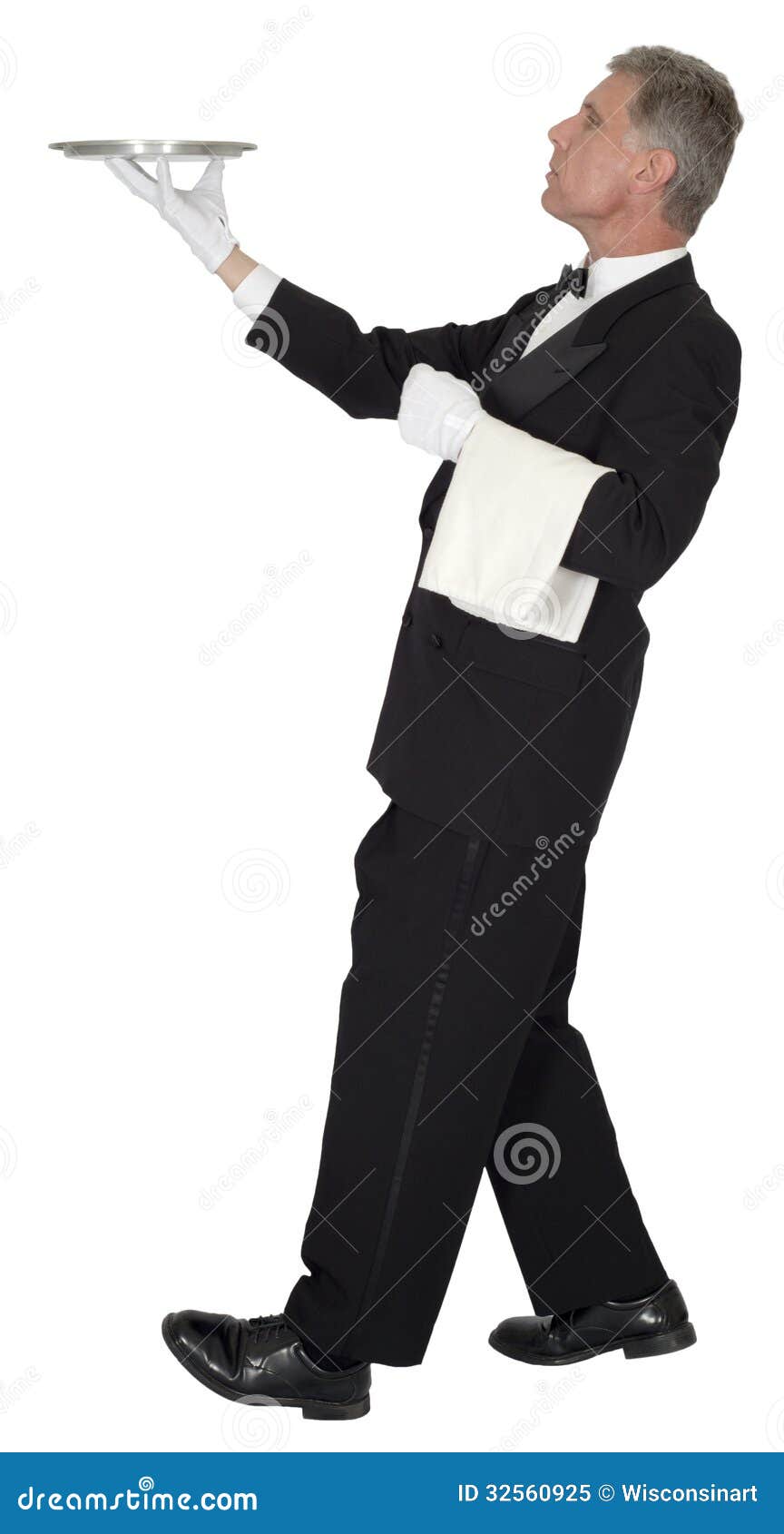 Butler, Cameriere Capo, Server, Lusso, Isolato Immagine Stock