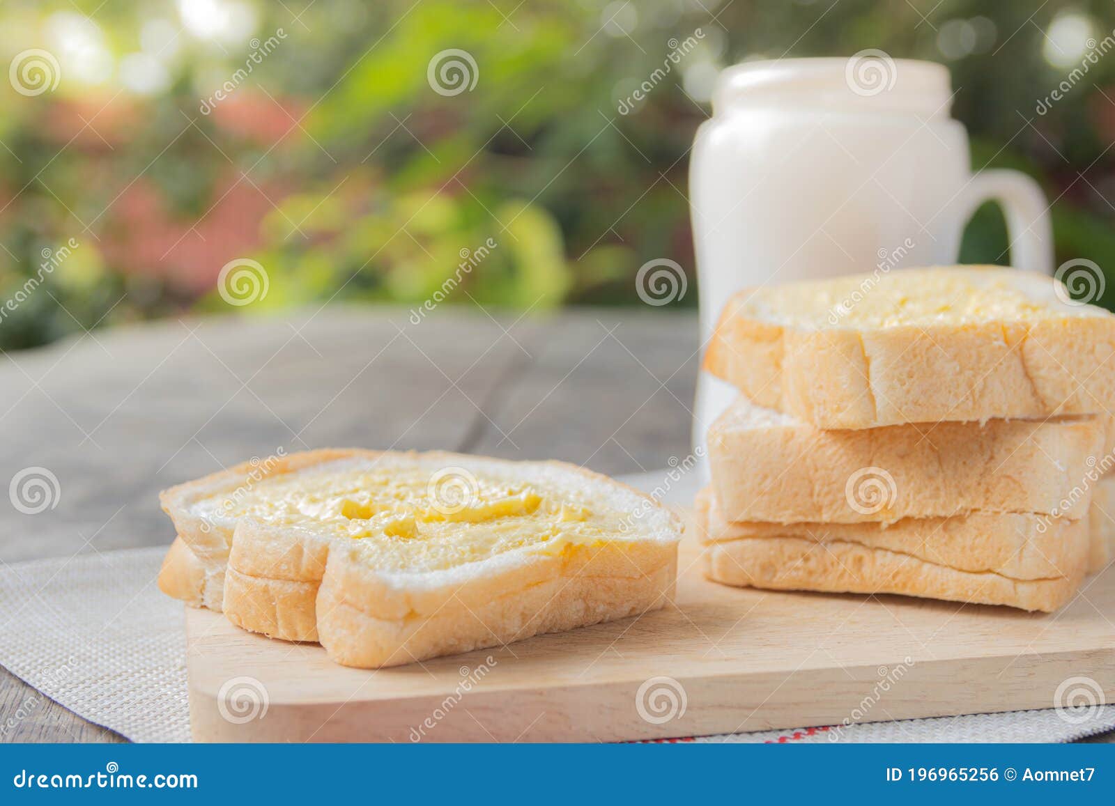 Butter Bread and Milk for Breakfast Stock Photo Image of food, board