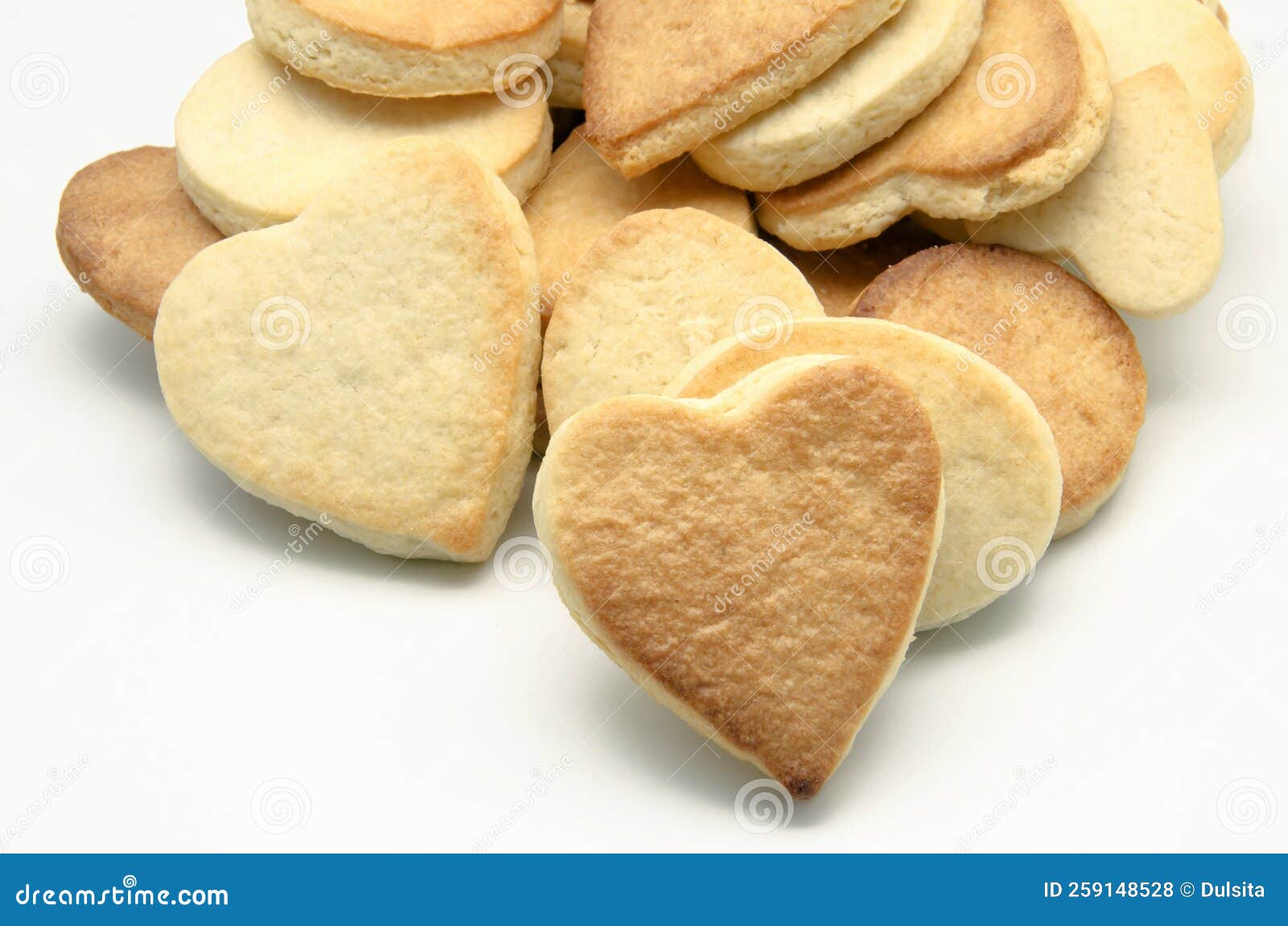 Butter cookies with heart stock photo. Image of pasta 259148528
