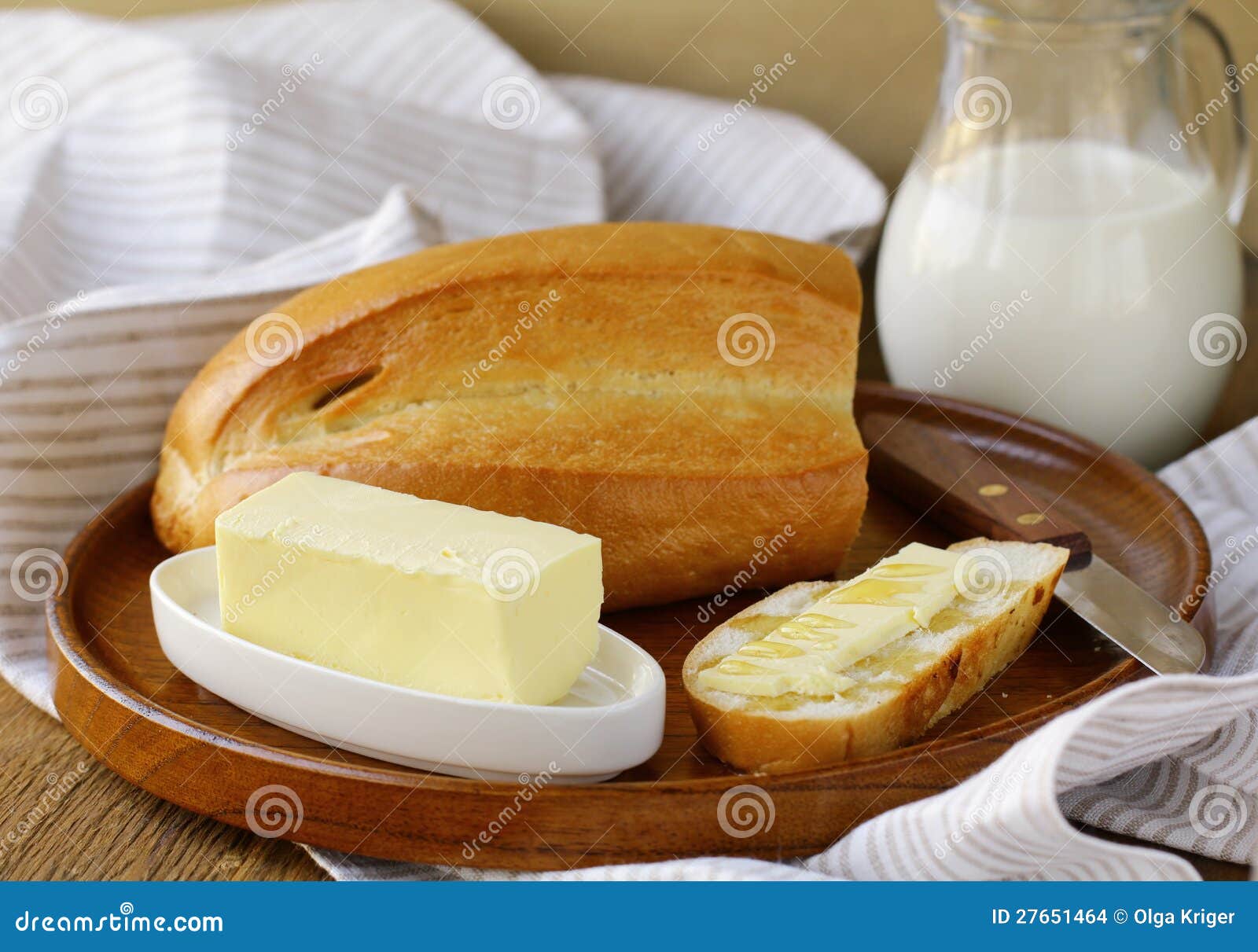 Butter, Loaf of White Bread and Milk Stock Photo Image of bread, granary 27651464