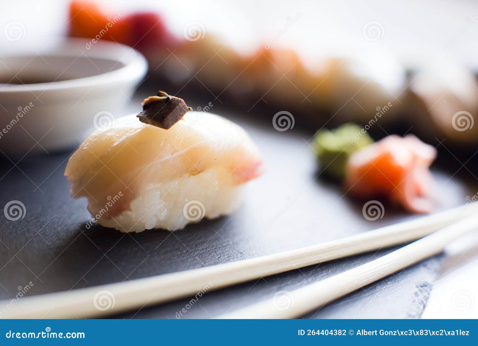 Butterfish Nigiri in Japan. Stock Photo Image of plate, white 264404382