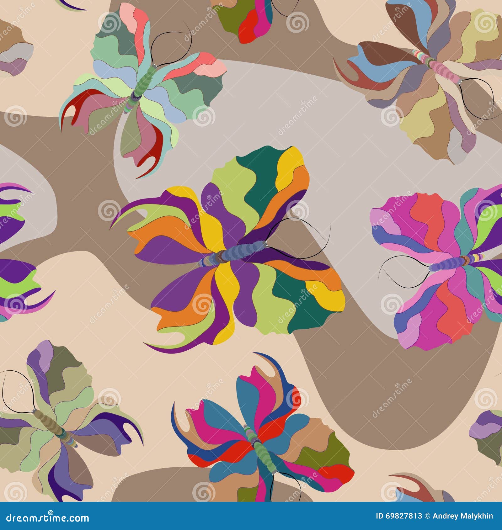 butterflies of different colors in a flat style 