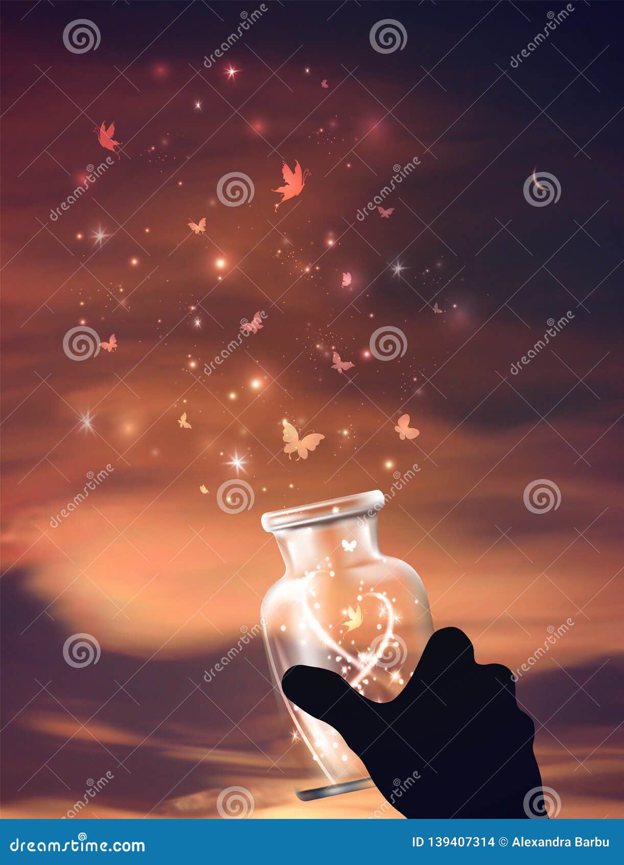 butterflies escaping from a vase, freedom, dreams