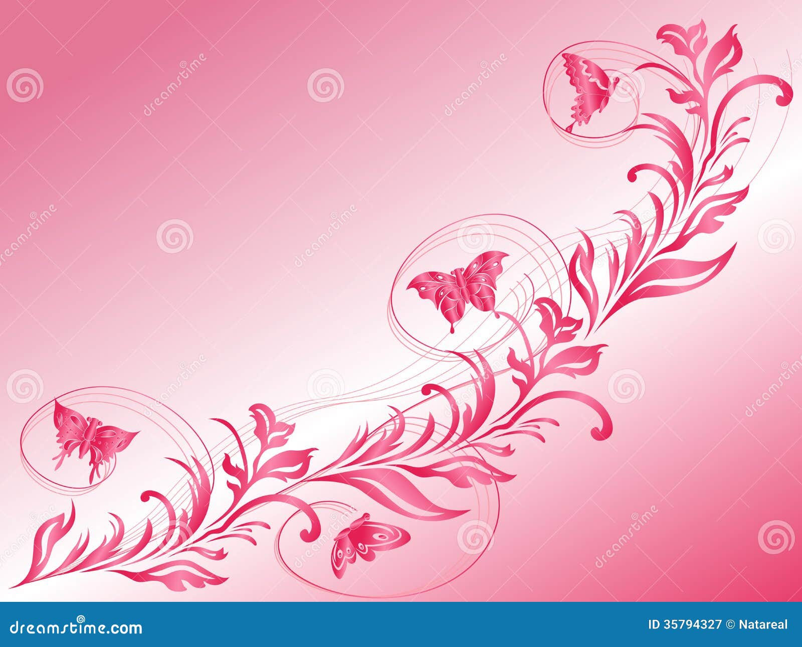 Butterflies Flying Over a Beautiful Twig Stock Vector - Illustration of ...