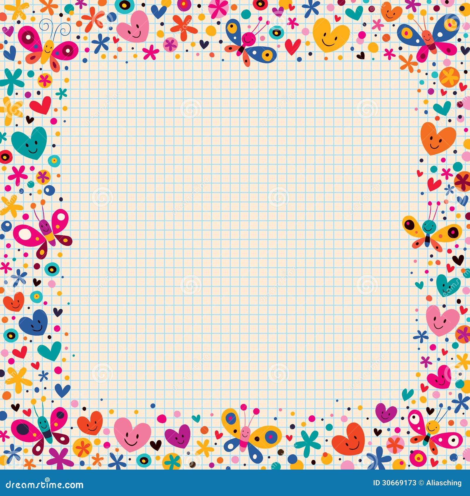 Download Butterflies Hearts Border Stock Vector Illustration Of Joyful Banner 30669173