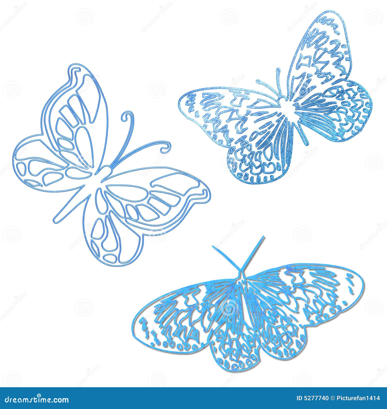 Butterflies outline blue stock illustration. Illustration of ...